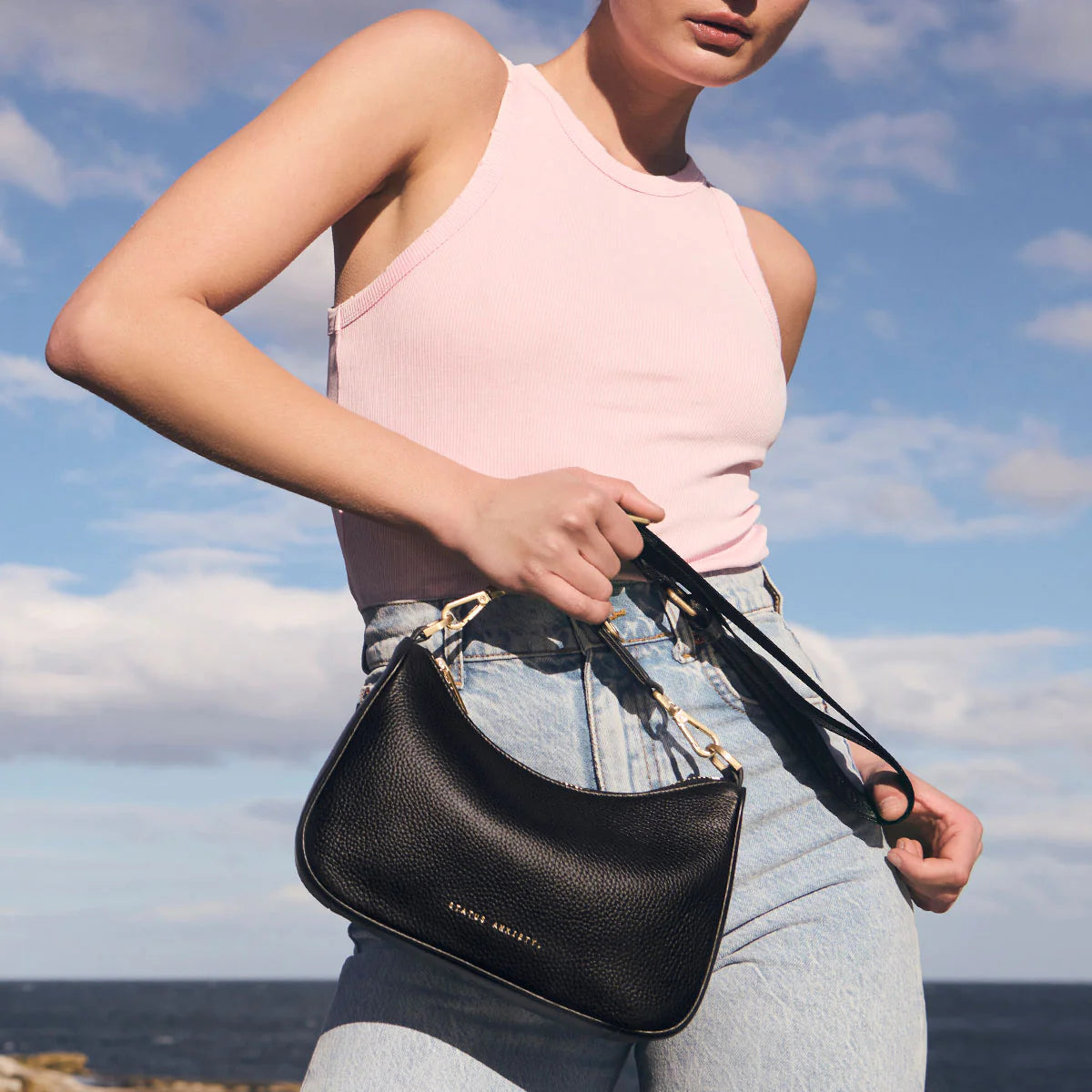 Look Both Ways Bag - Black / Brushed Gold