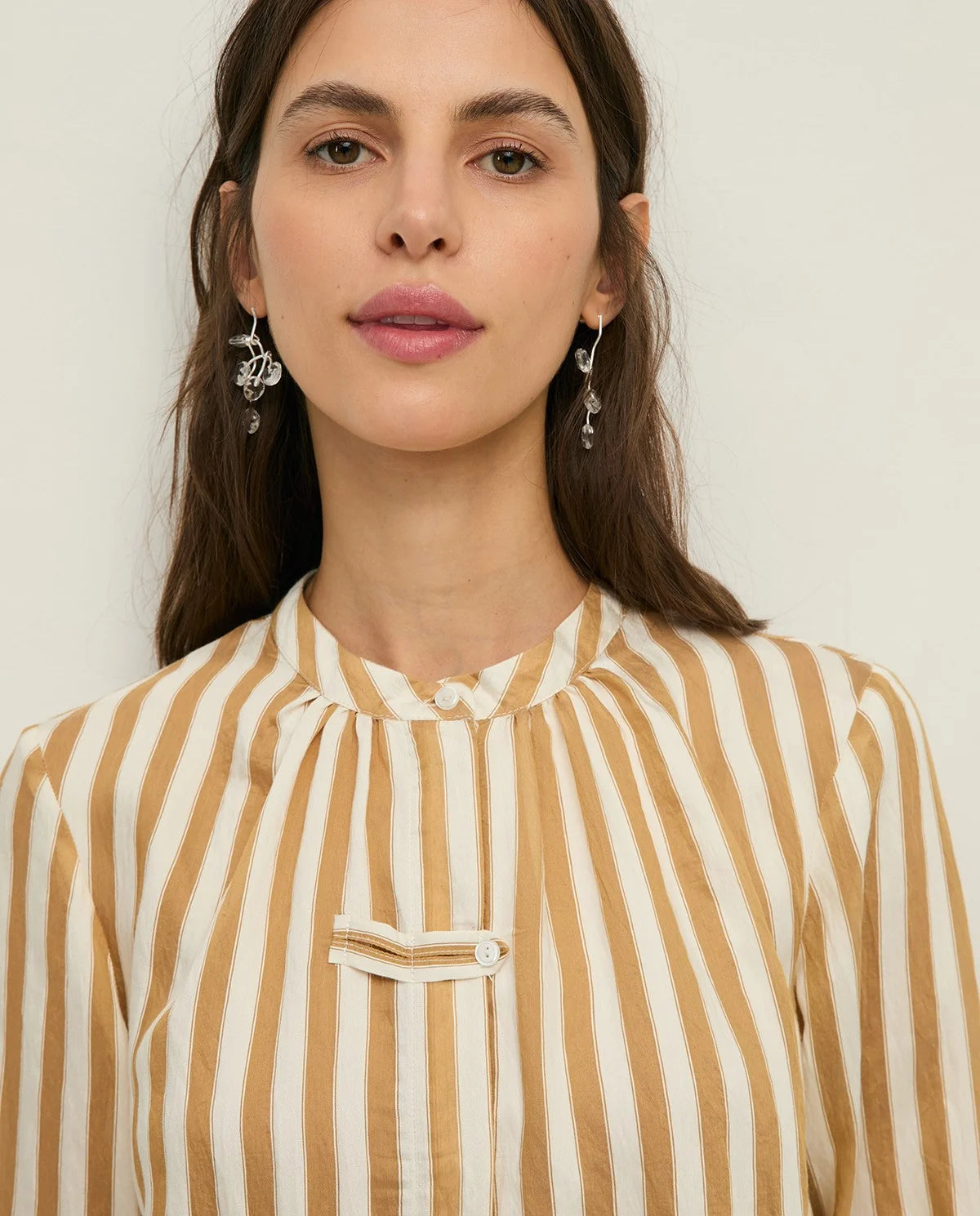 Palermo Striped Fabric Shirt - Camel COMING SOON