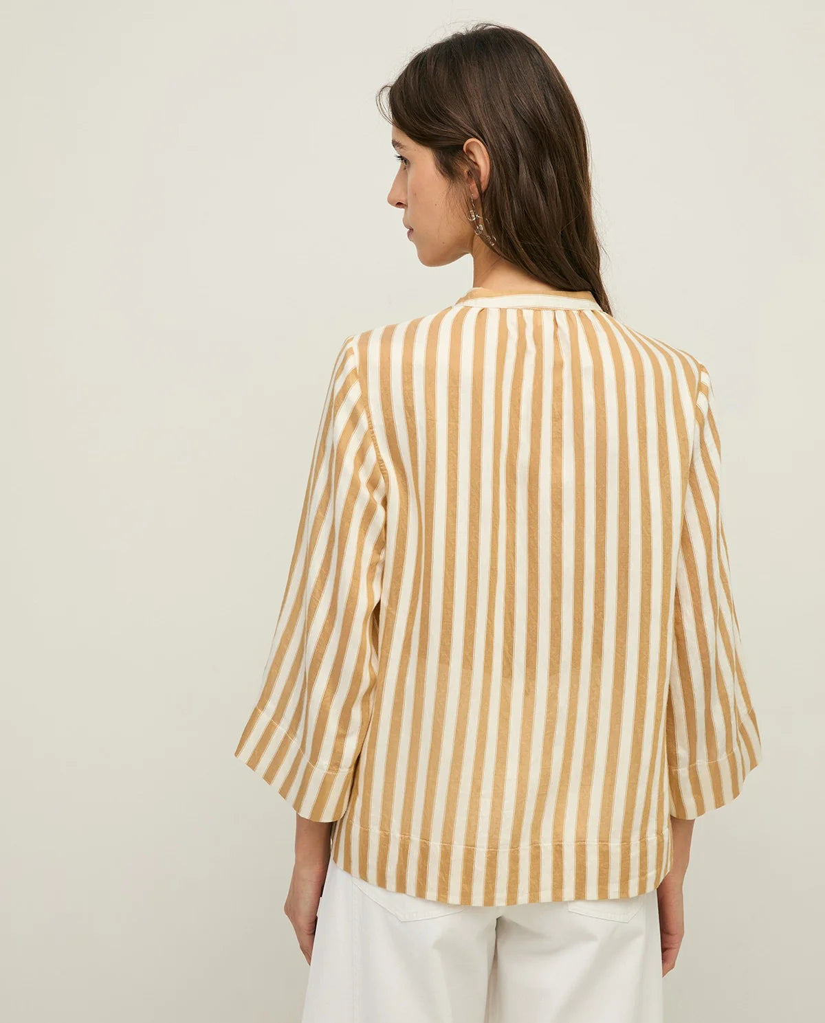 Palermo Striped Fabric Shirt - Camel COMING SOON