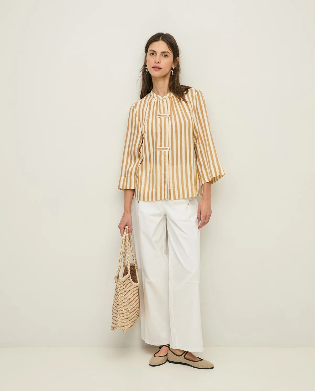 Palermo Striped Fabric Shirt - Camel COMING SOON