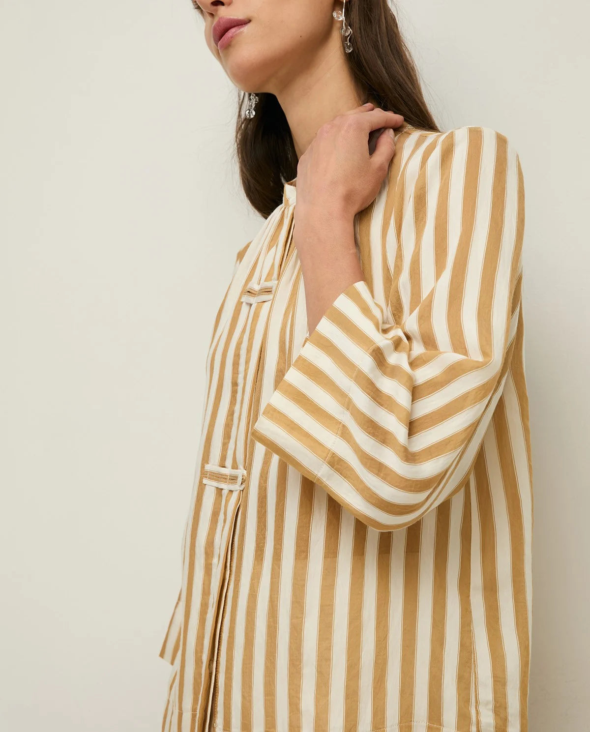 Palermo Striped Fabric Shirt - Camel COMING SOON