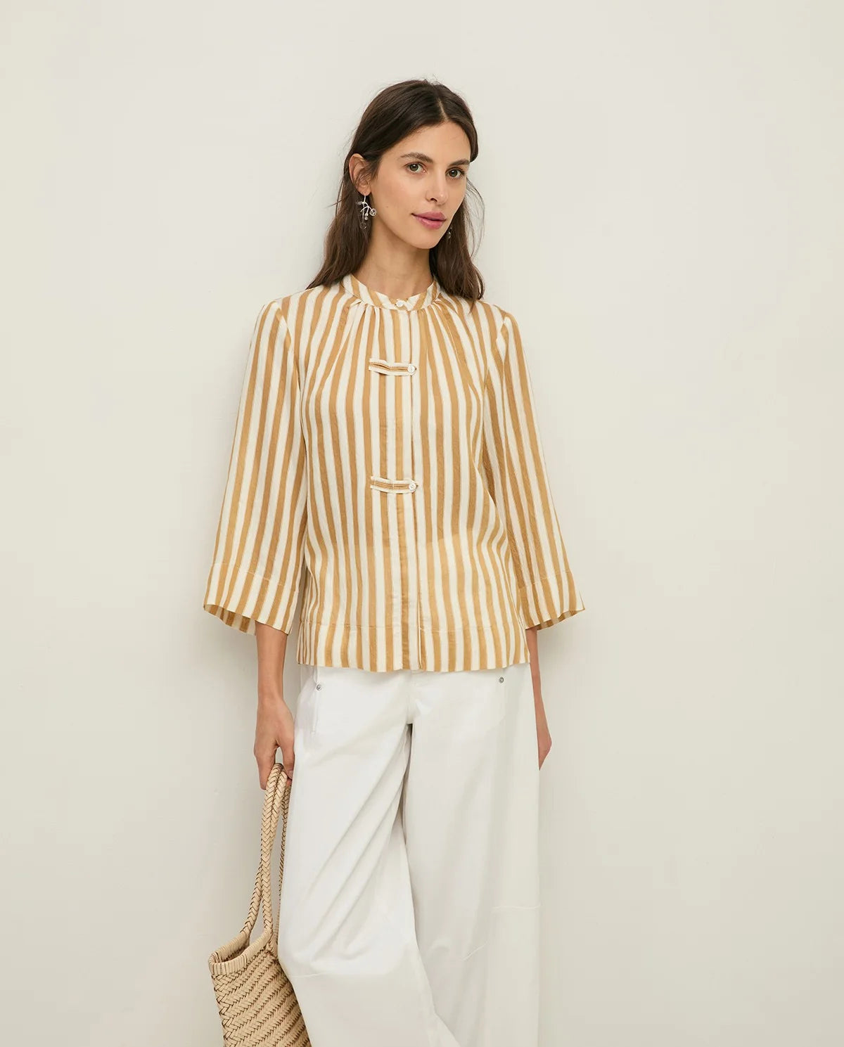 Palermo Striped Fabric Shirt - Camel COMING SOON