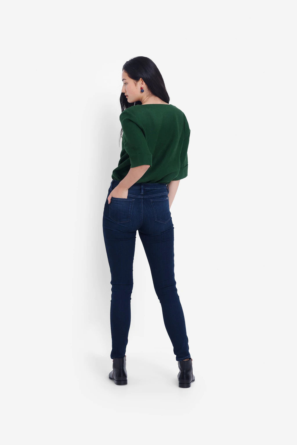 Oslo Skinny Leg High Rise Jeans - Dark Blue Rinse