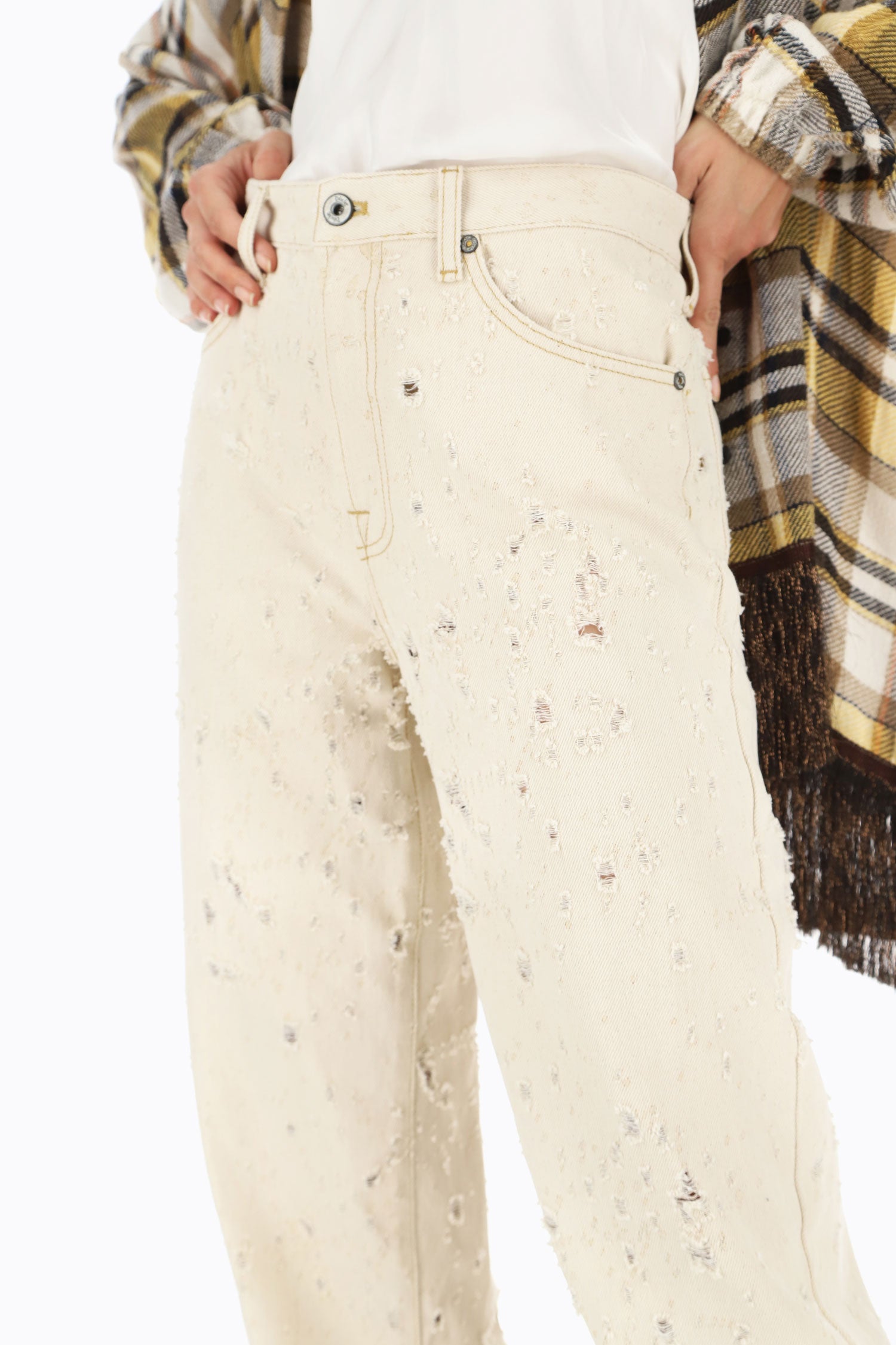 CLEARANCE Baggy Jeans with Abrasion Detail - Sabbia