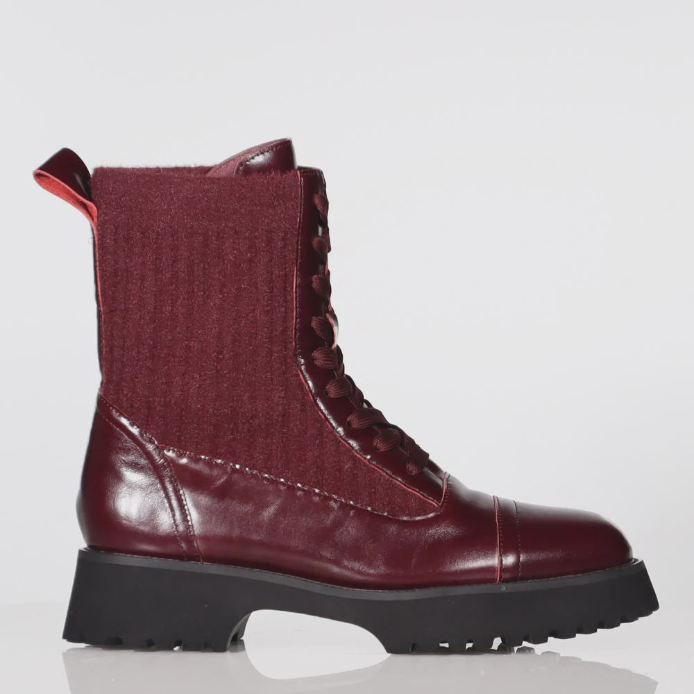 Gatherer Boot - Rosewood Leather Knit Combo