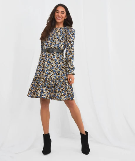 CLEARANCE Oh So Pretty Floral Dress - Blue