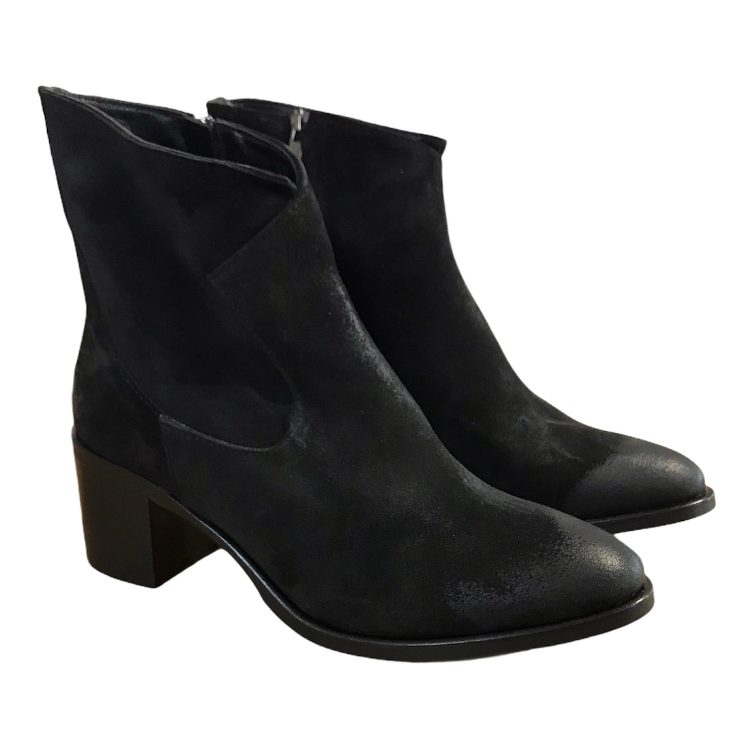 CLEARANCE Suede Ankle Boots - Camoscio Nero F.Gomma