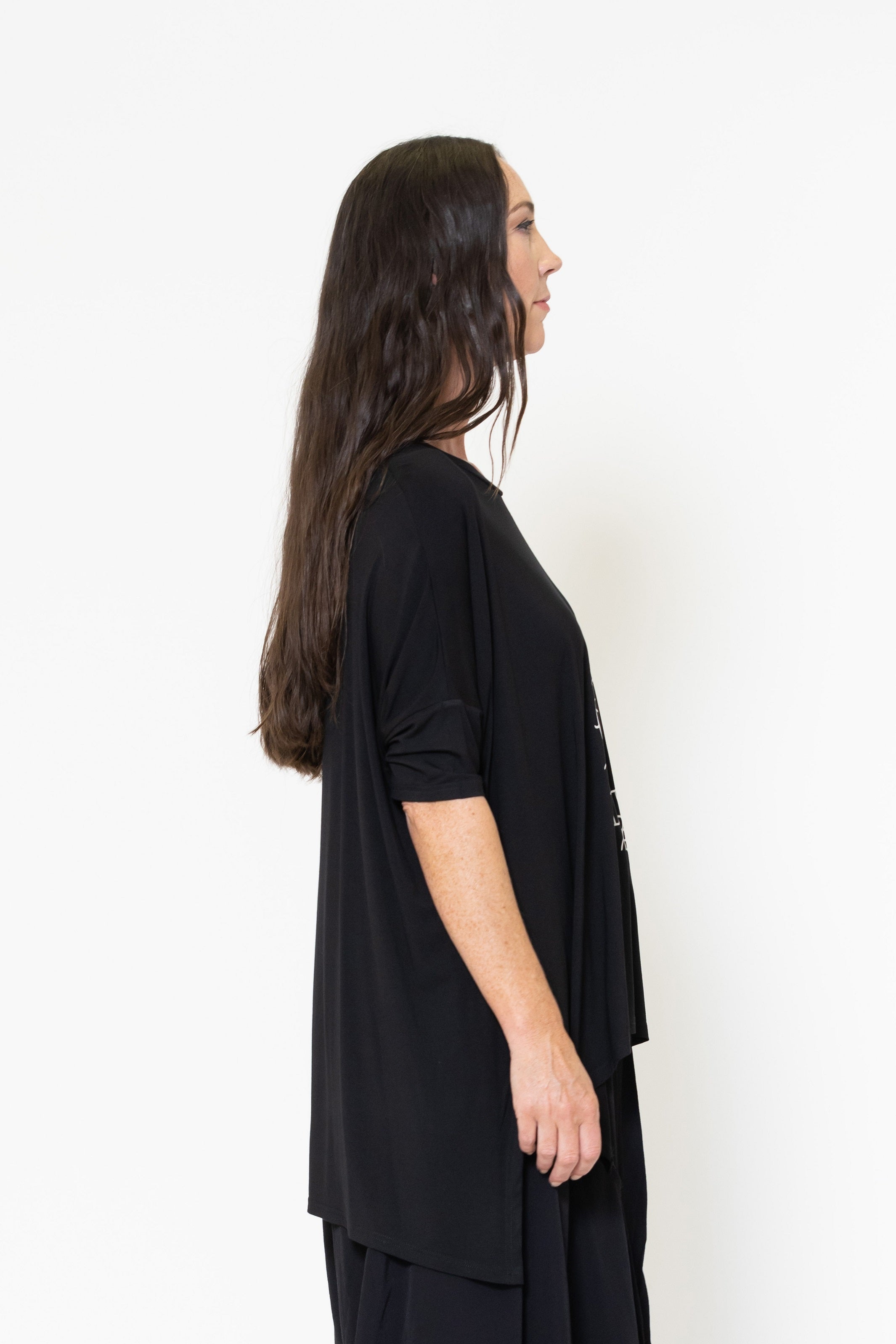 CLEARANCE Iza Tee - Black with Maze Print