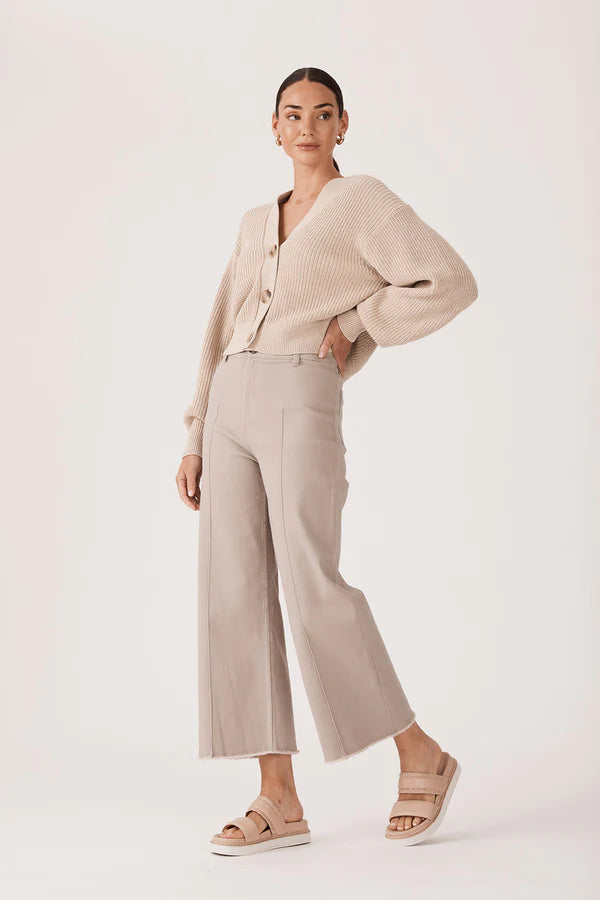 CLEARANCE Kendall Drill Wide Leg Pant - Stone