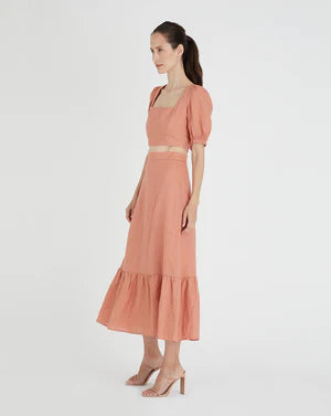 We Are Kindred CLEARANCE Lucia Midi Skirt with Ruffle Hem - Terracotta