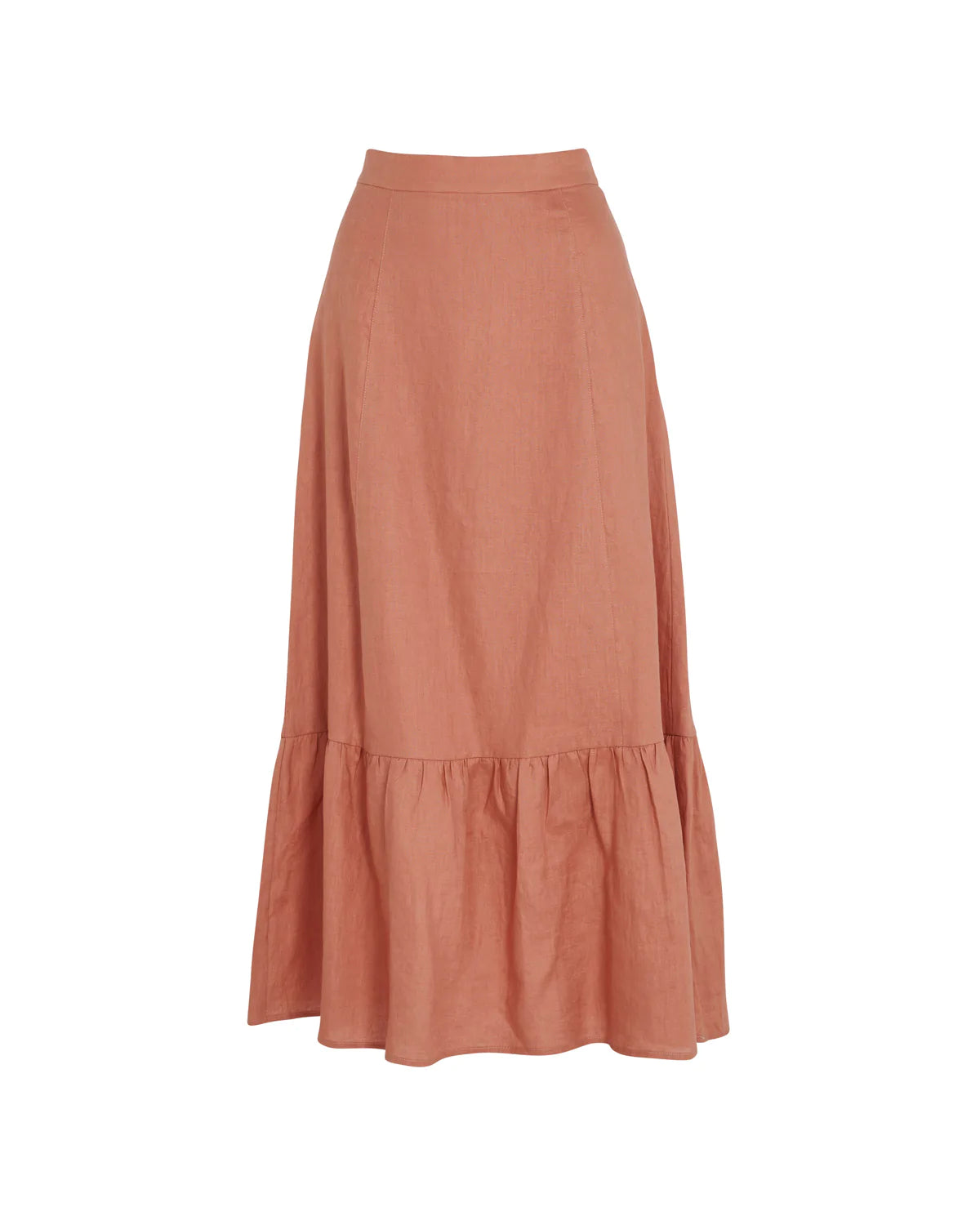 We Are Kindred CLEARANCE Lucia Midi Skirt with Ruffle Hem - Terracotta