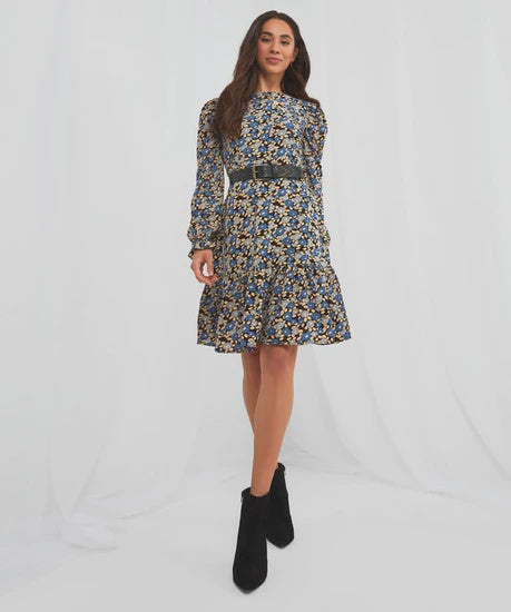 CLEARANCE Oh So Pretty Floral Dress - Blue