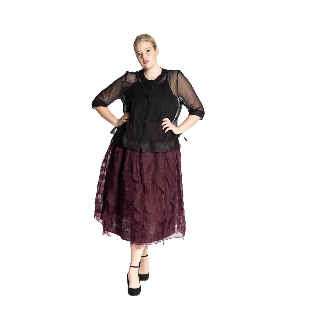 CLEARANCE Organza Feathered Ellen Skirt - Raisin