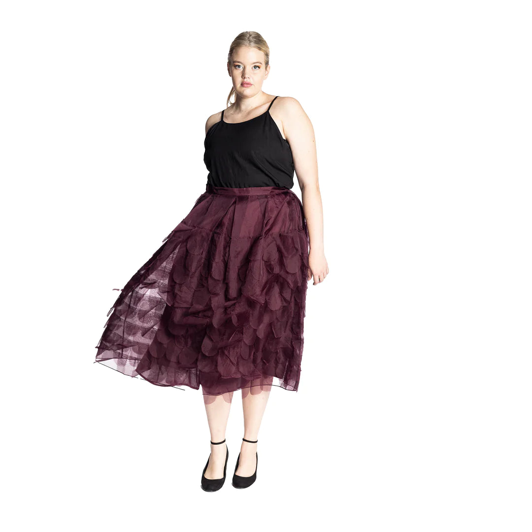 CLEARANCE Organza Feathered Ellen Skirt - Raisin
