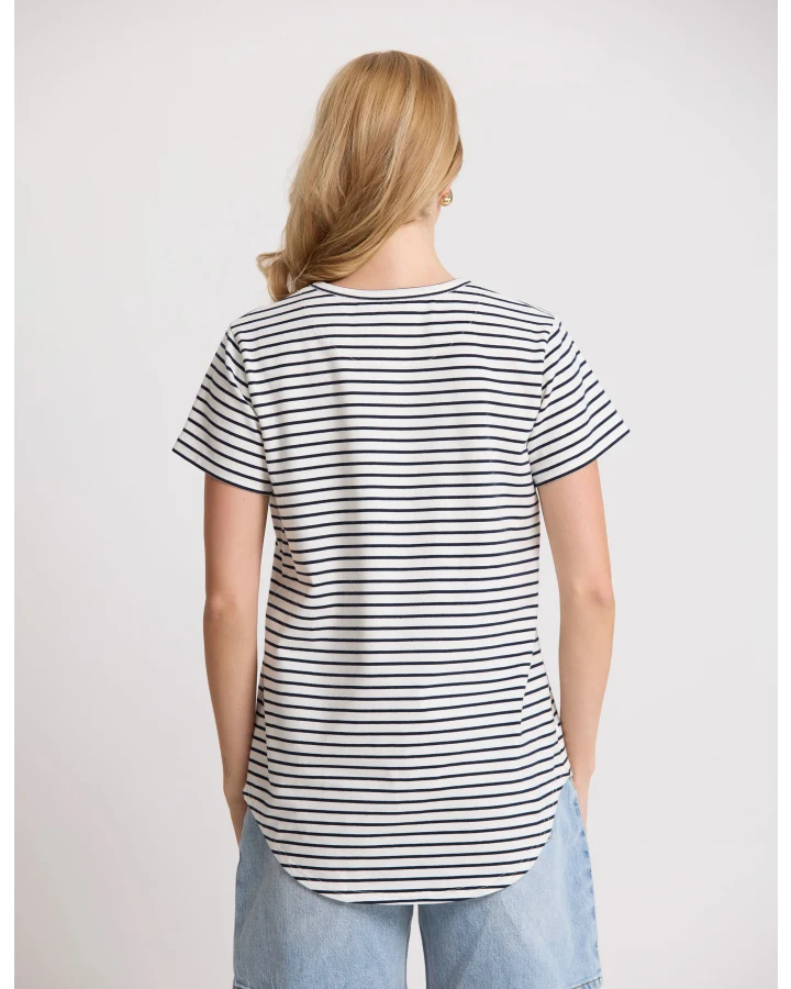 Classic Stripe Tee - White with Navy Stripe