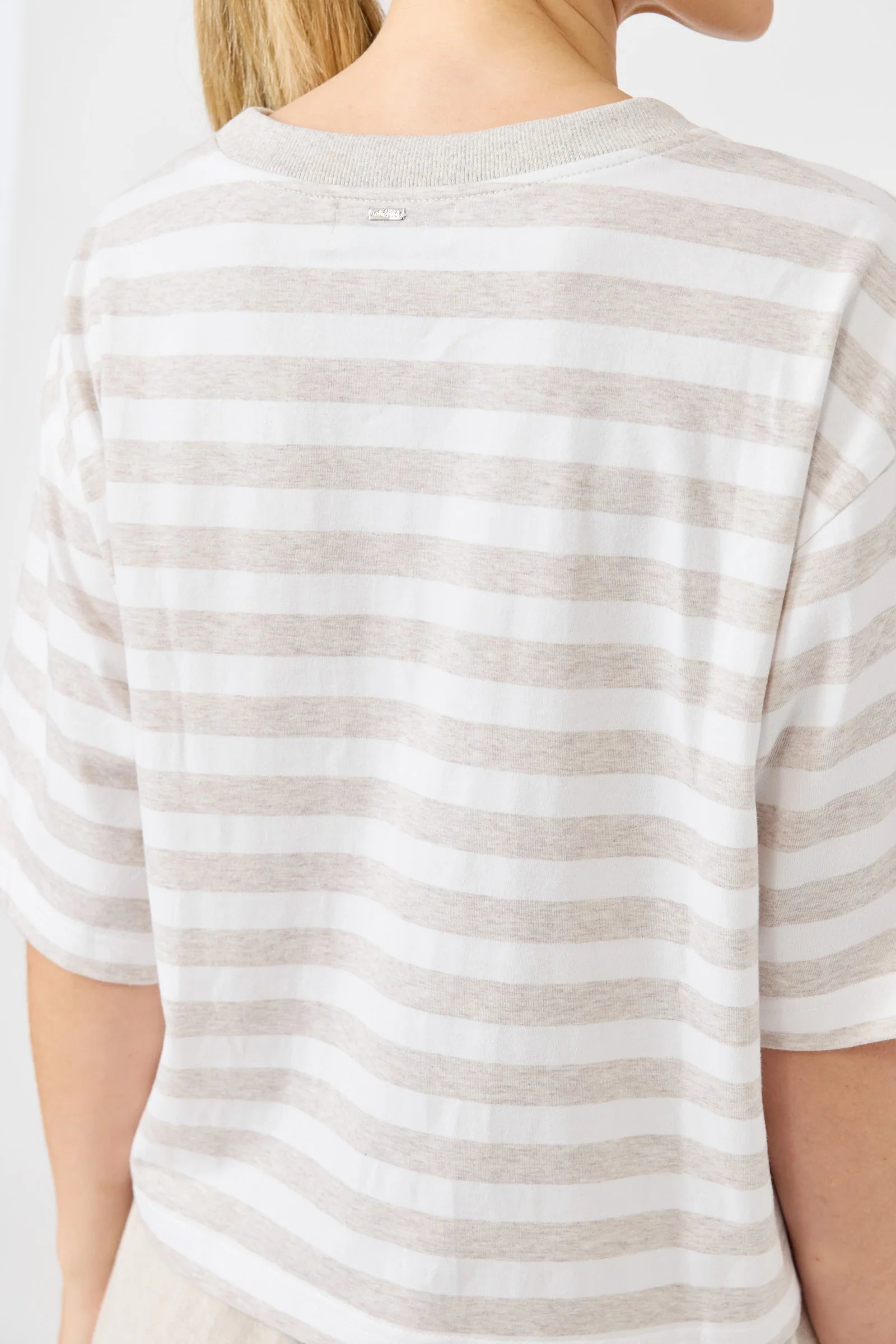 Studio Stripe T Shirt  - Stone