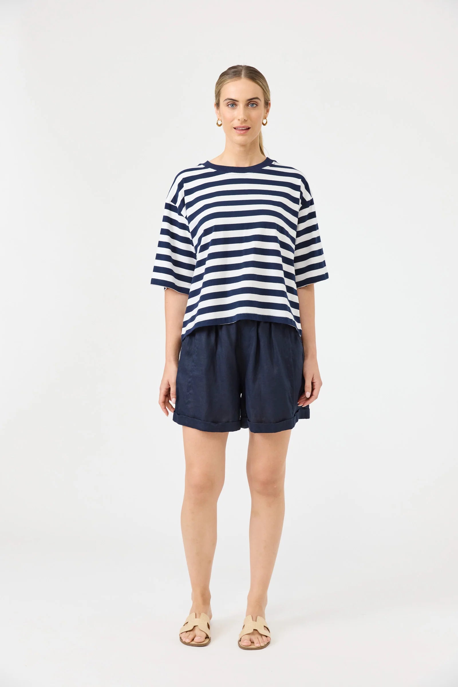 Studio Stripe T Shirt - Indigo