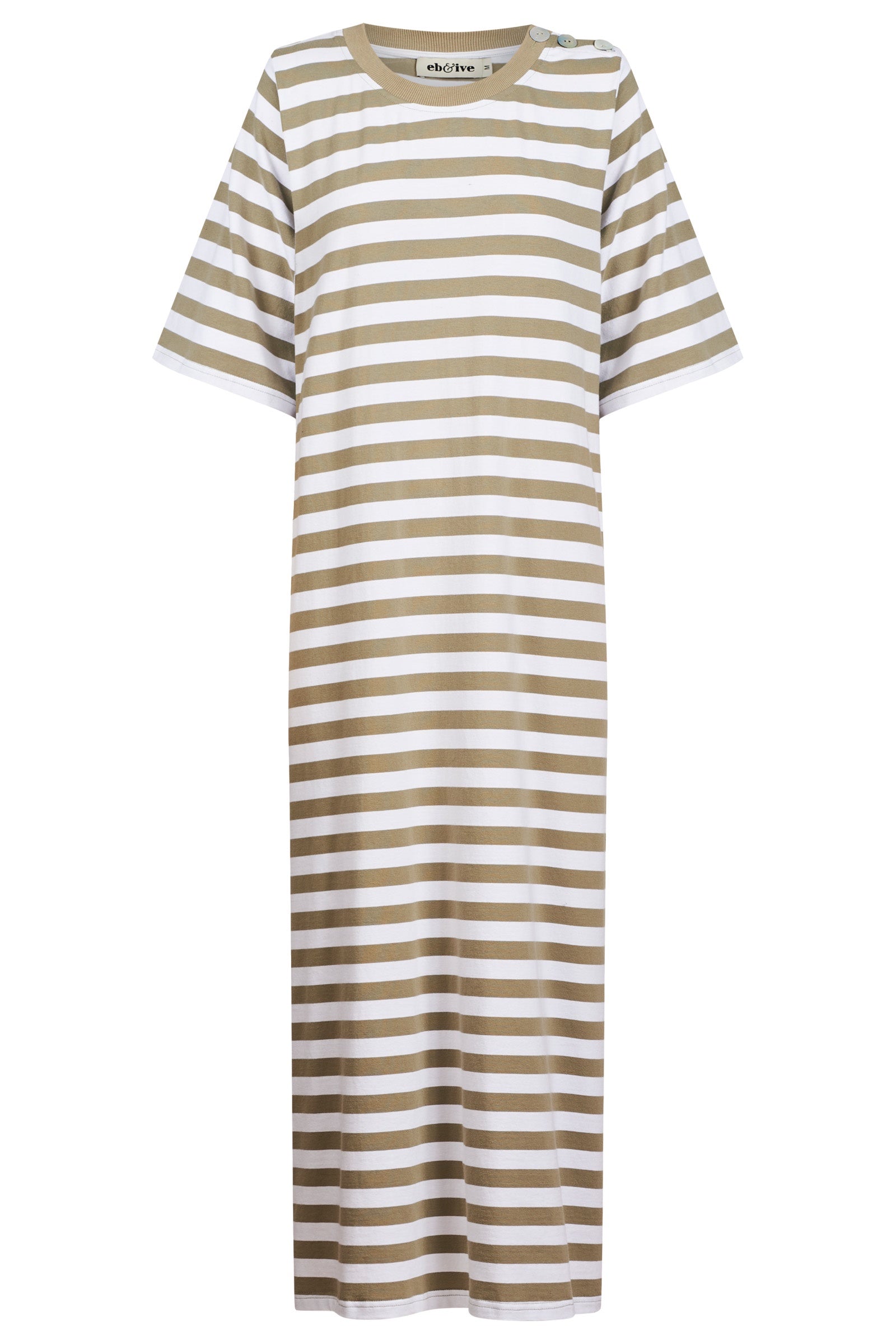 Studio Stripe T Shirt Dress - Olive