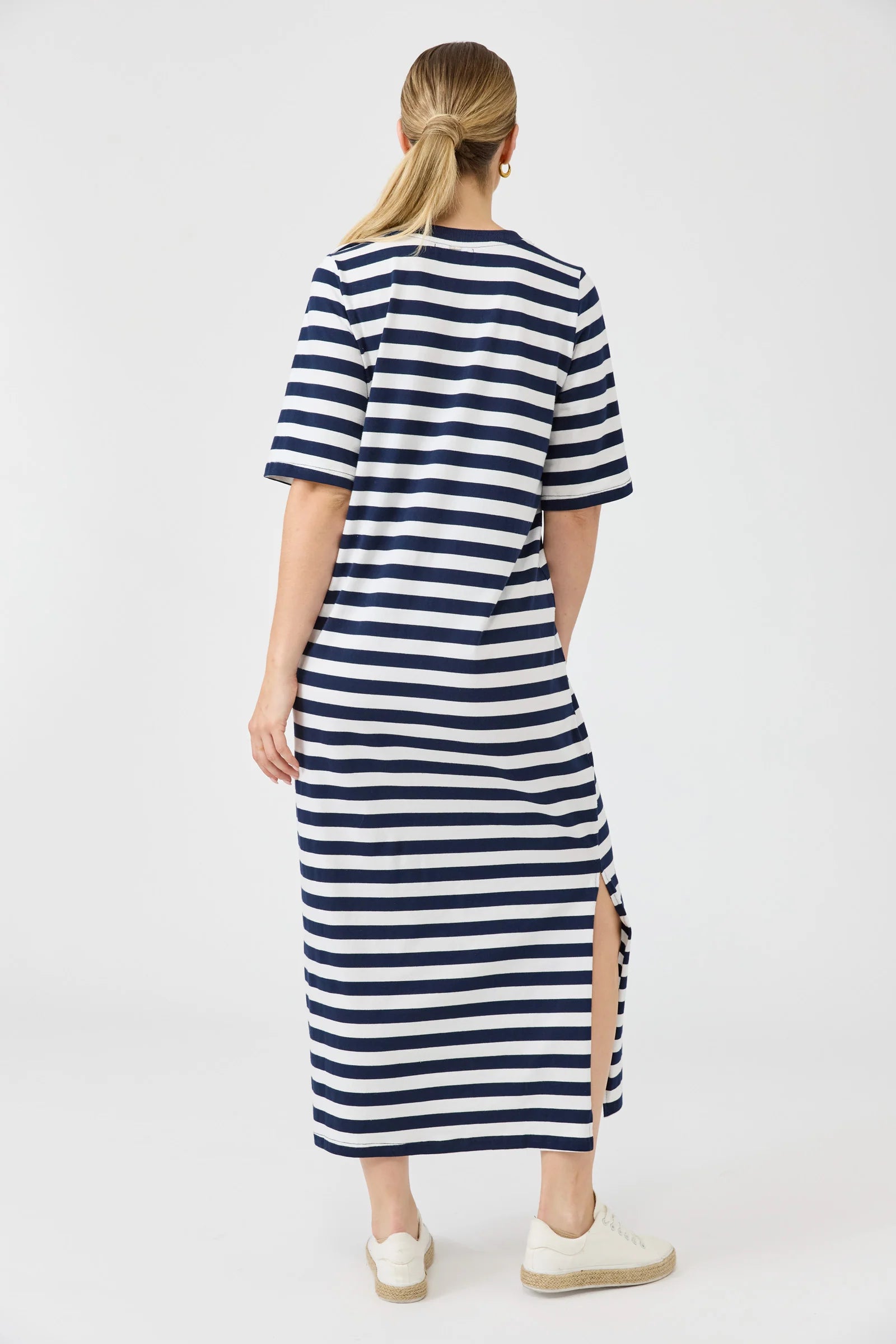 Studio Stripe T Shirt Dress - Indigo