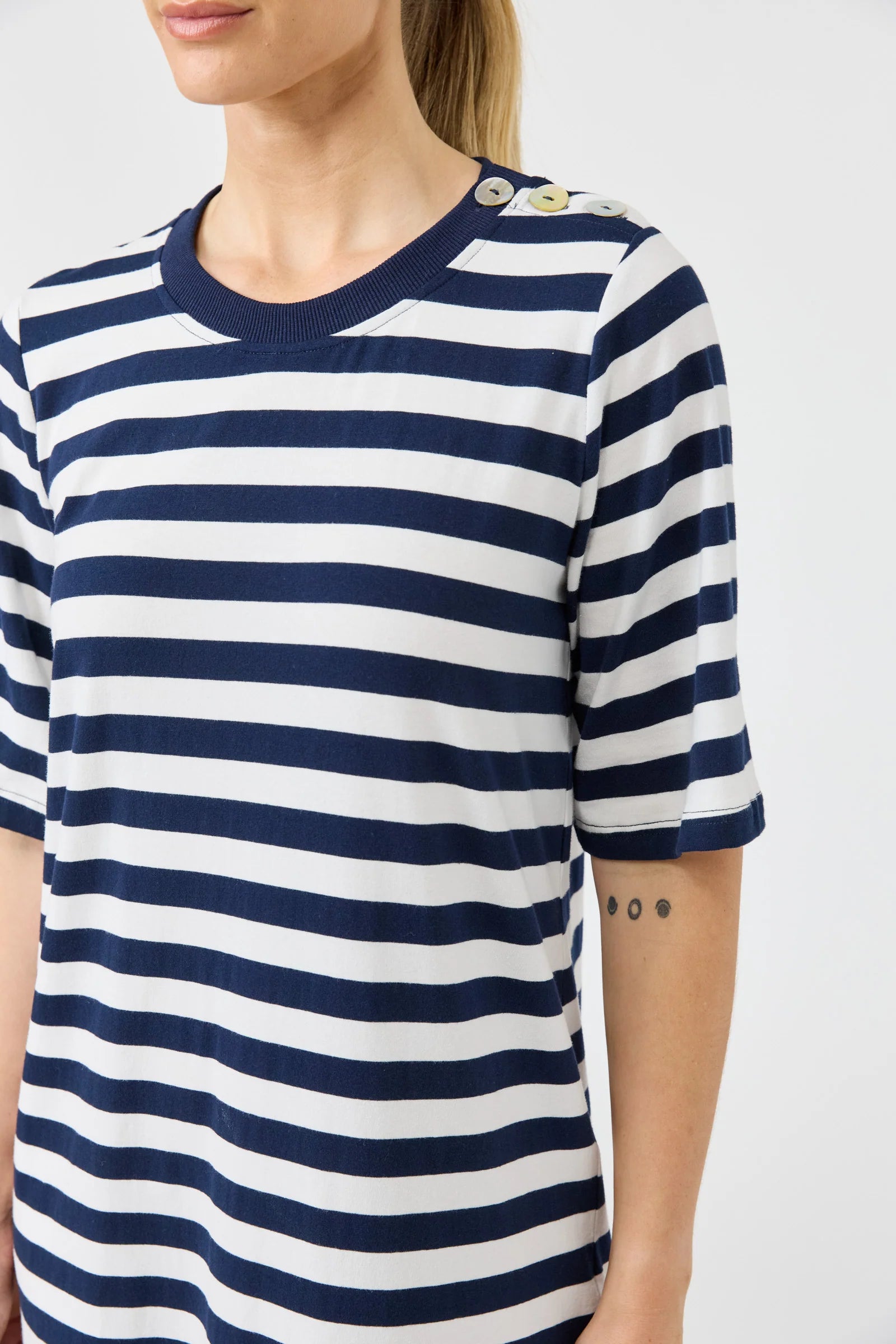 Studio Stripe T Shirt Dress - Indigo