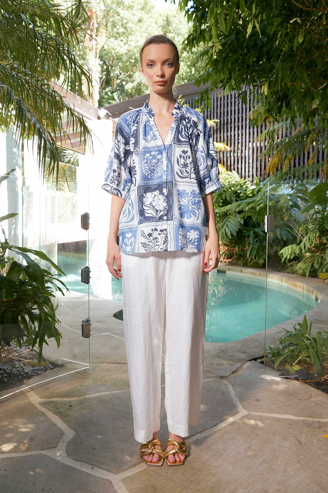 The Dreamer Label CLEARANCE Taylor Botanical Blouse - Denim