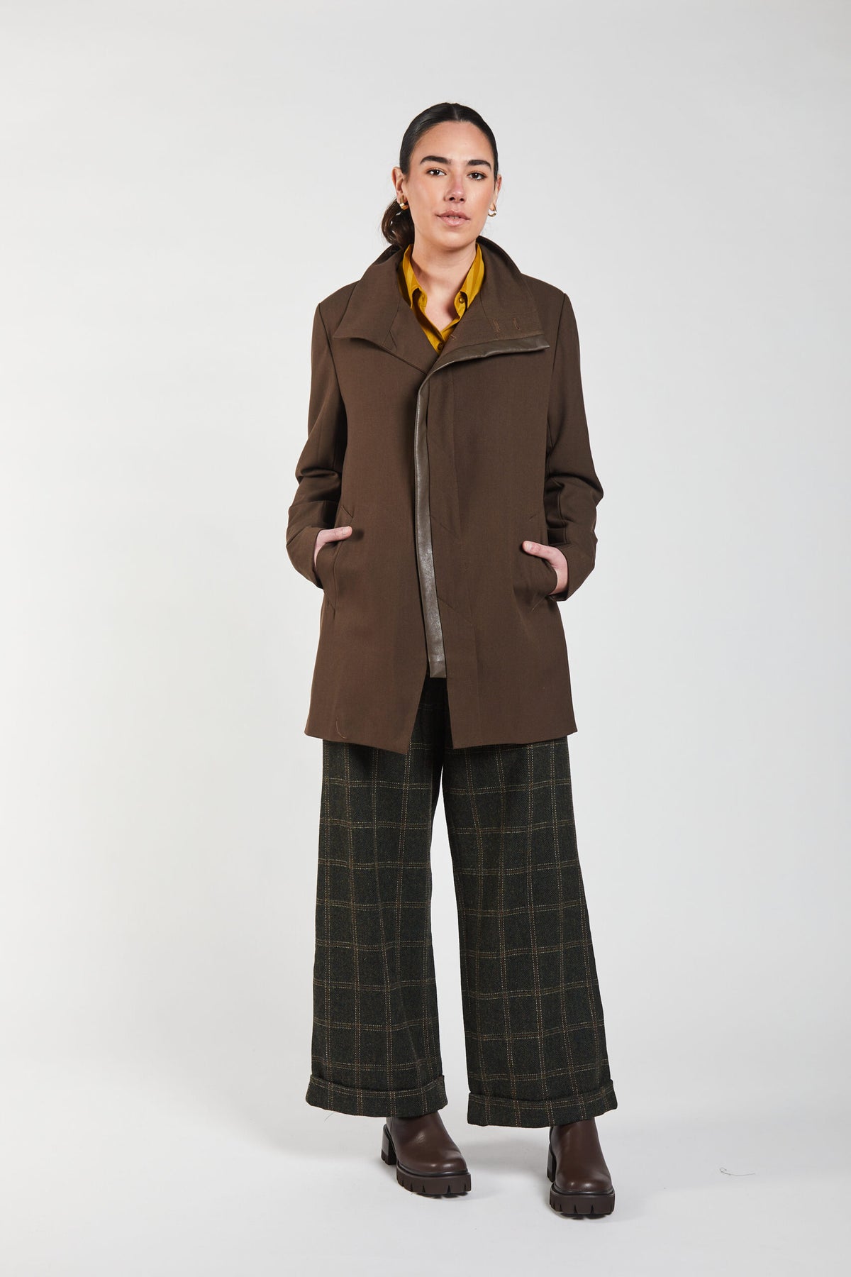 Obi Leather Panel Coat - Donkey