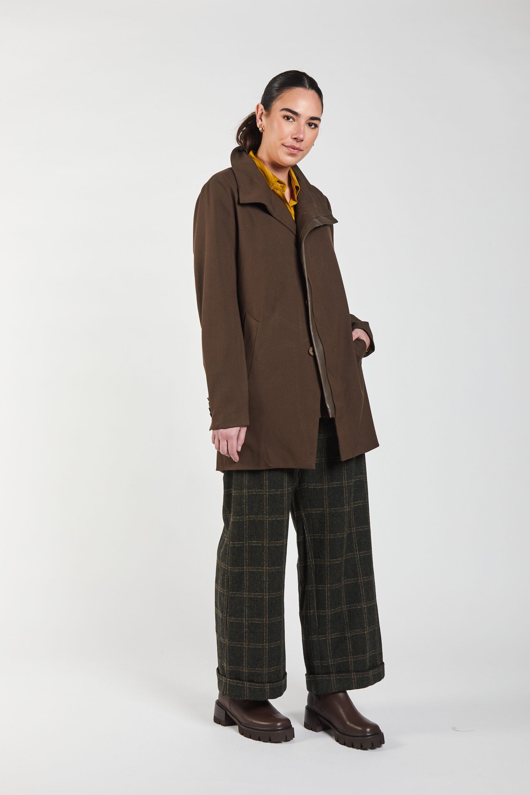 Leather Panel Coat - Donkey