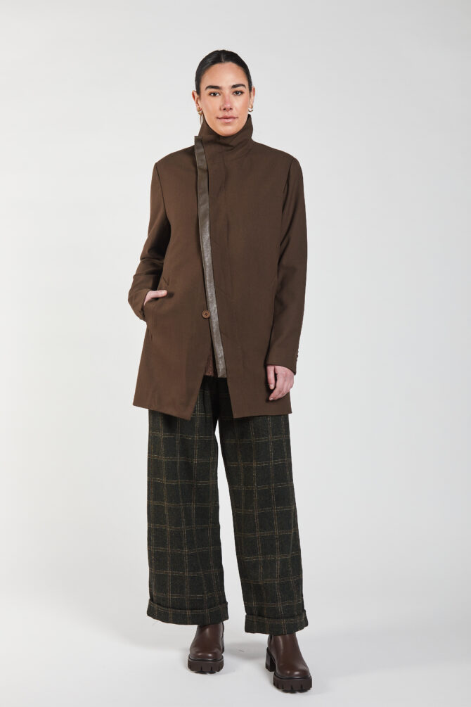 Obi Leather Panel Coat - Donkey