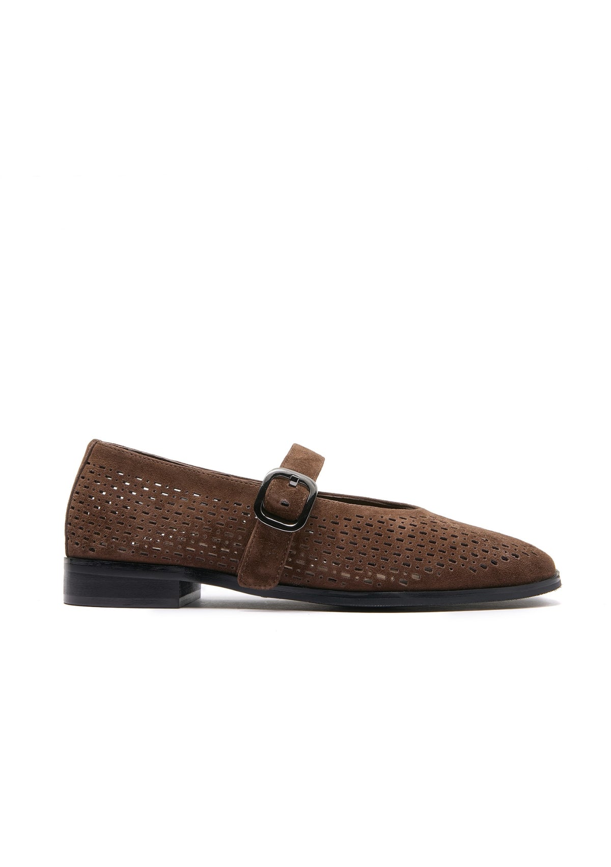 Minx Bay Jane Mary Jane - Chocolate Suede Perforated Leather PRE ORDER