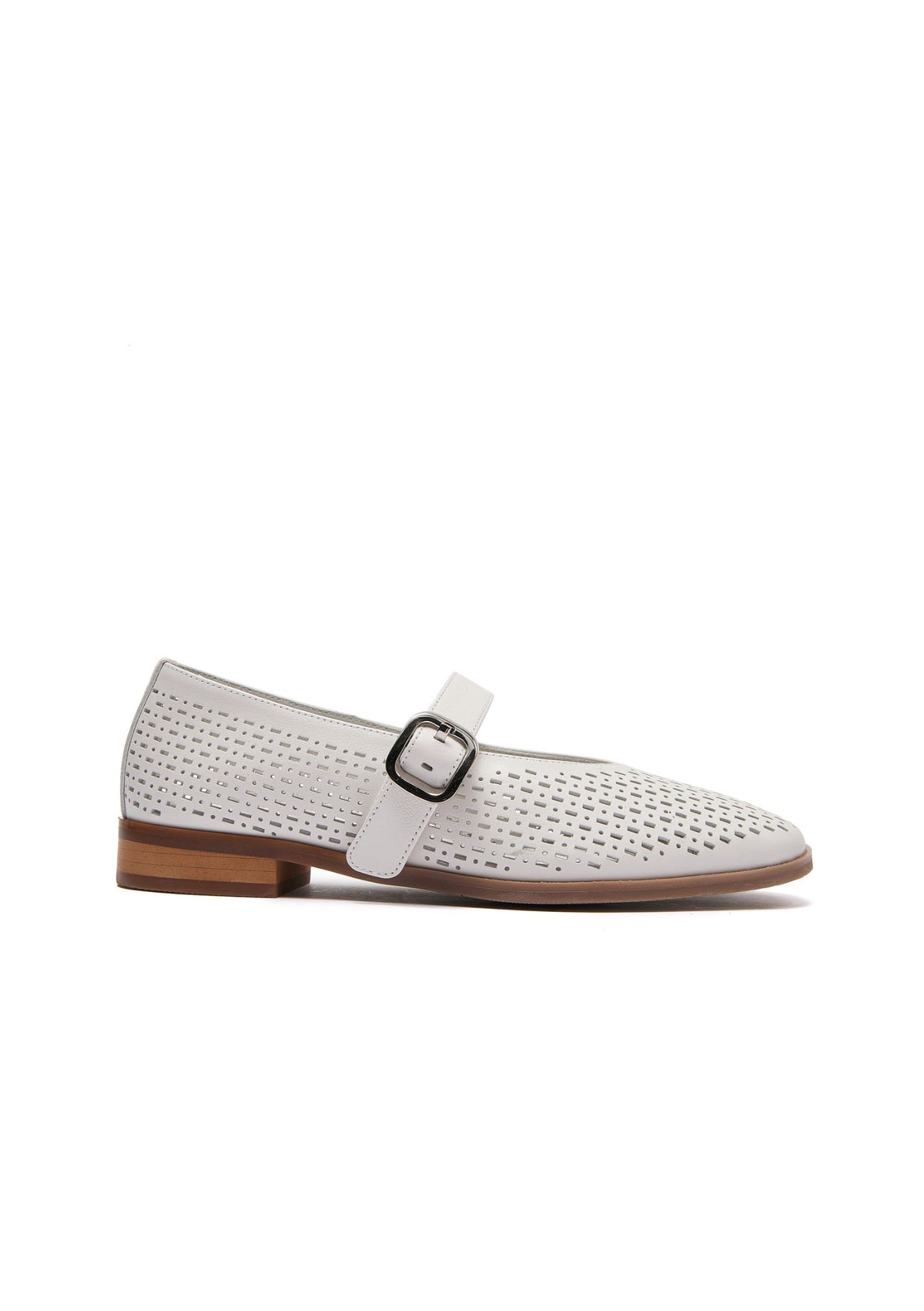 Minx Bay Jane Mary Jane - Winter White Perforated Leather PRE ORDER