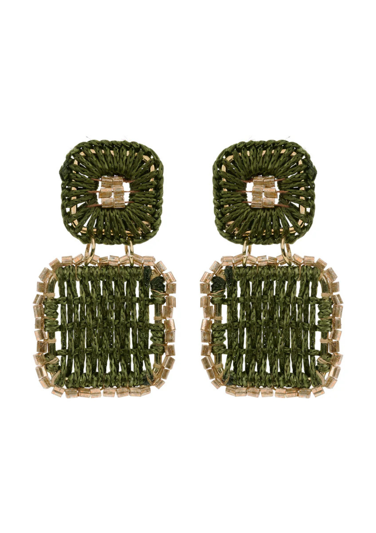 Eb + Ive Berber Drop Earring - Olive Square