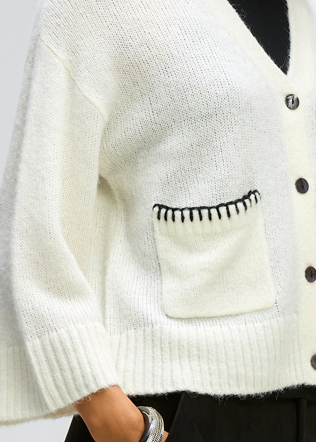 Boxy Detail Cardi - Winter White