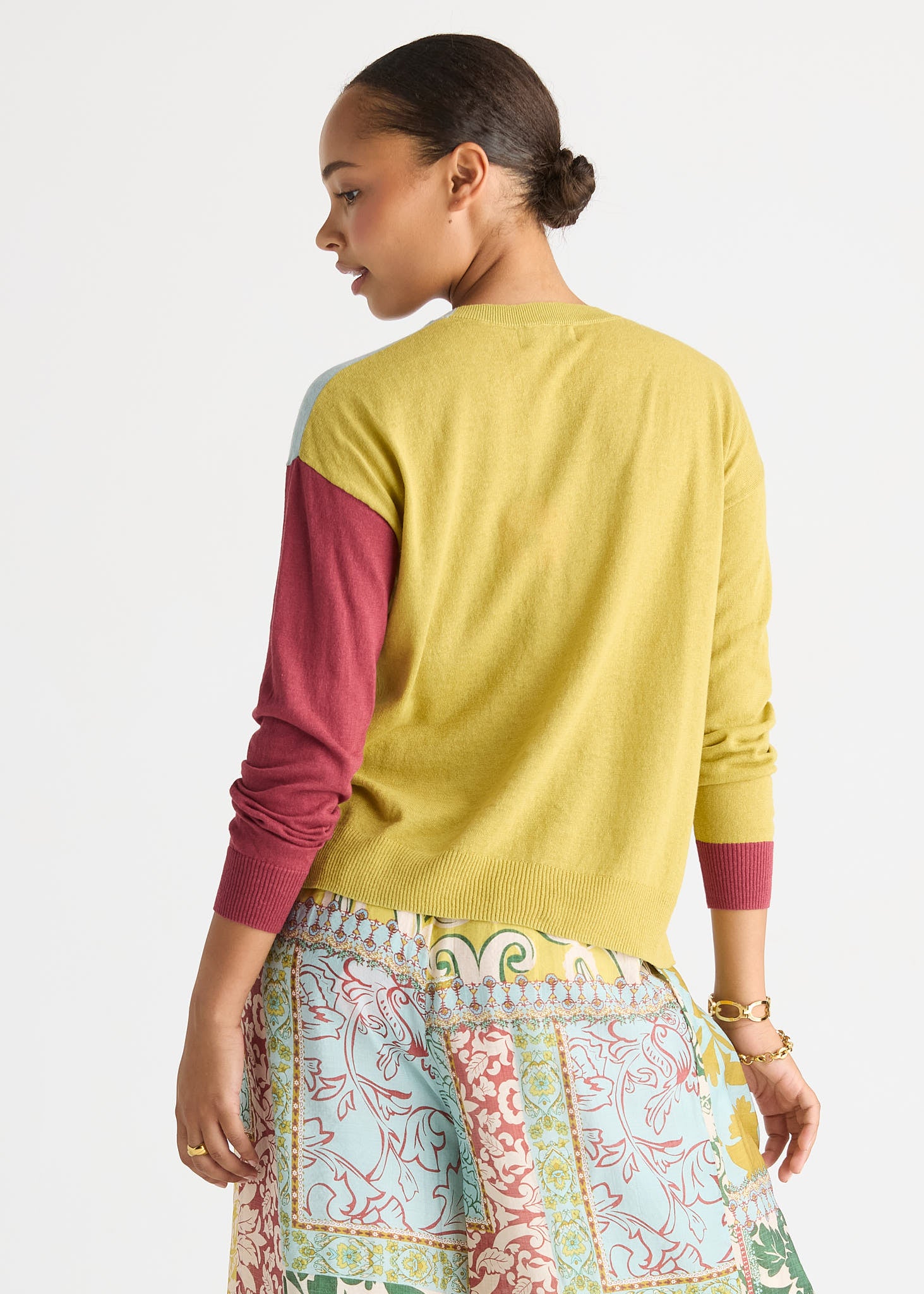 Colour Block Cardi - Acacia
