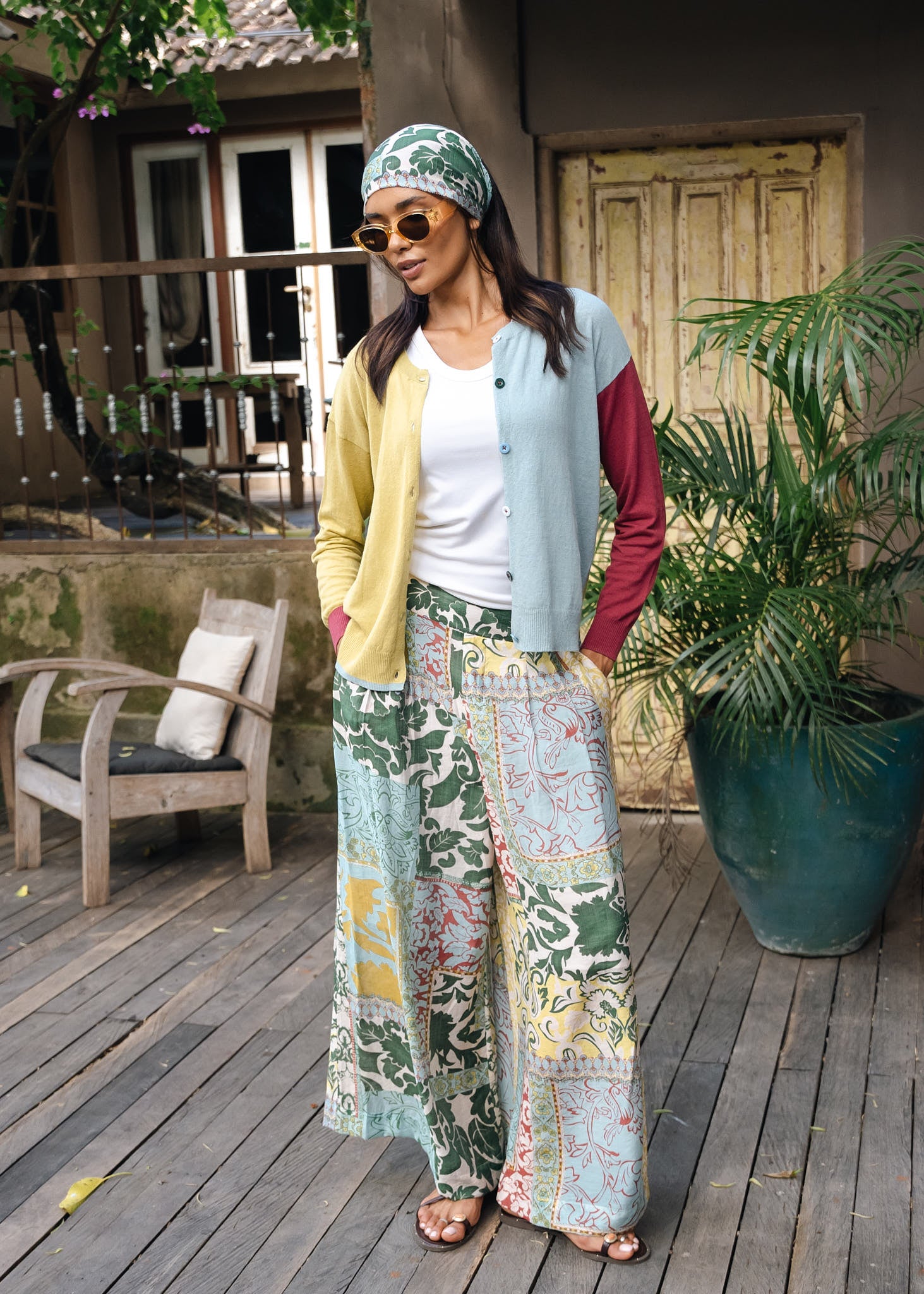 Colour Block Cardi - Acacia