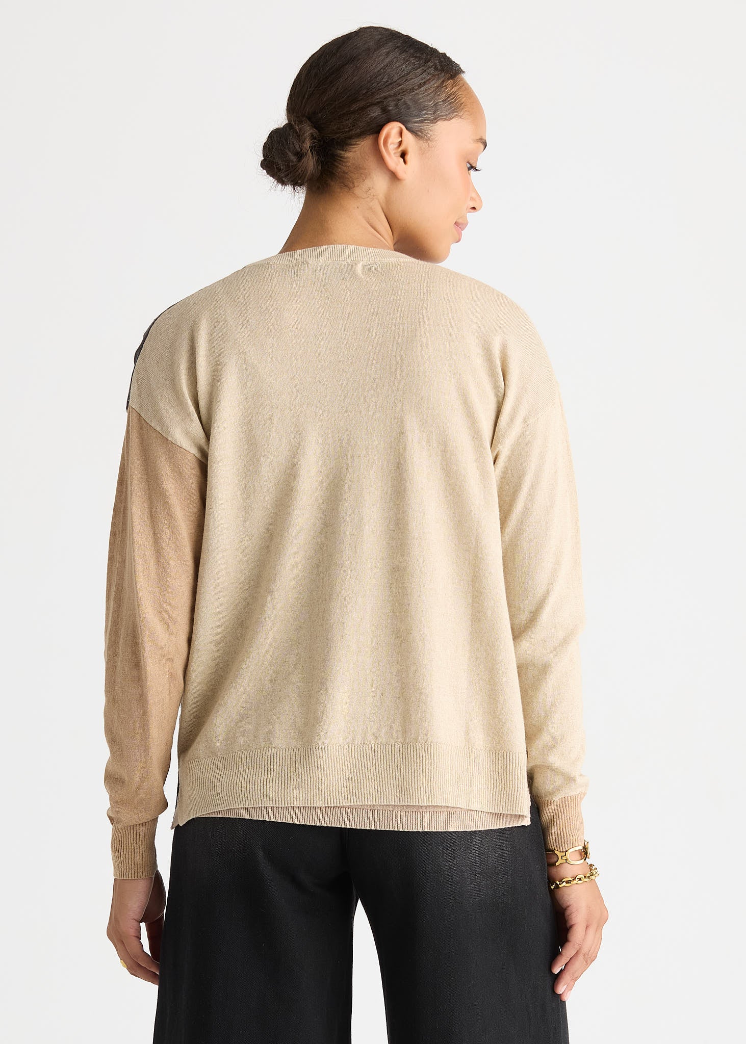 Colour Block Cardi - Natural