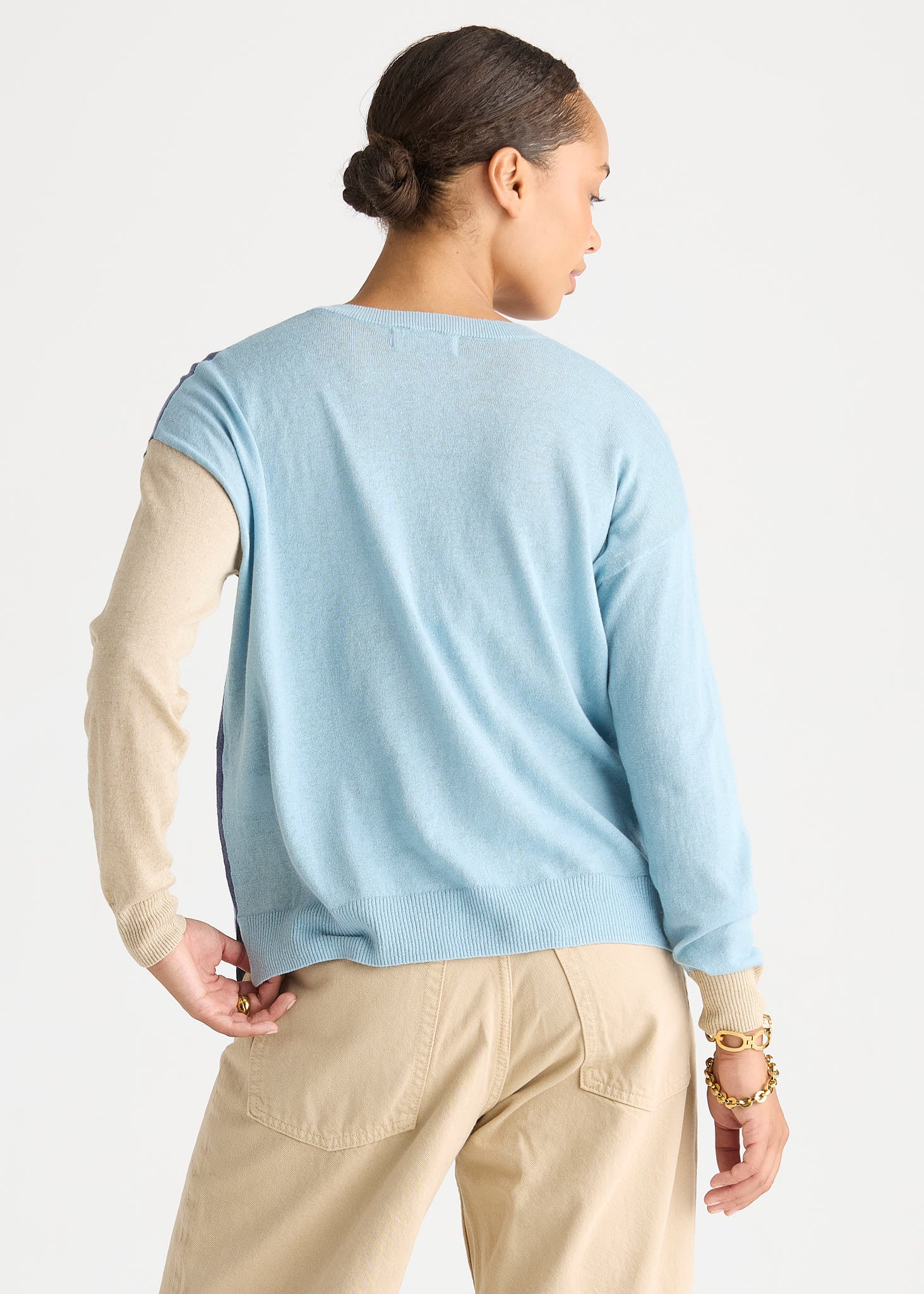 Colour Block Cardi - Opal