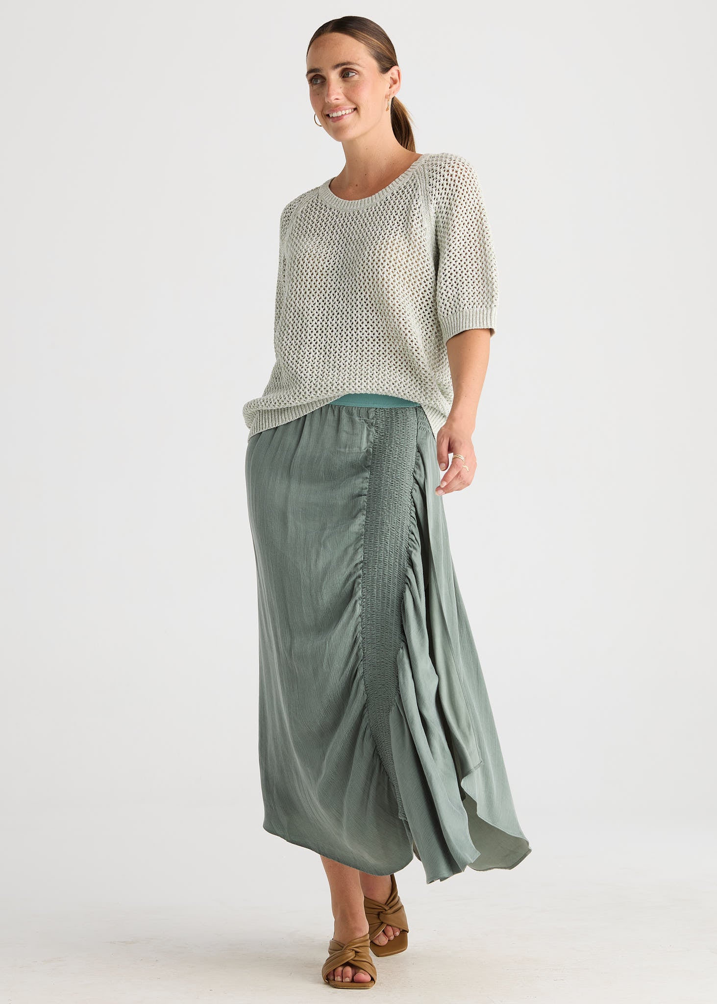 Colour Mix Top - Sage