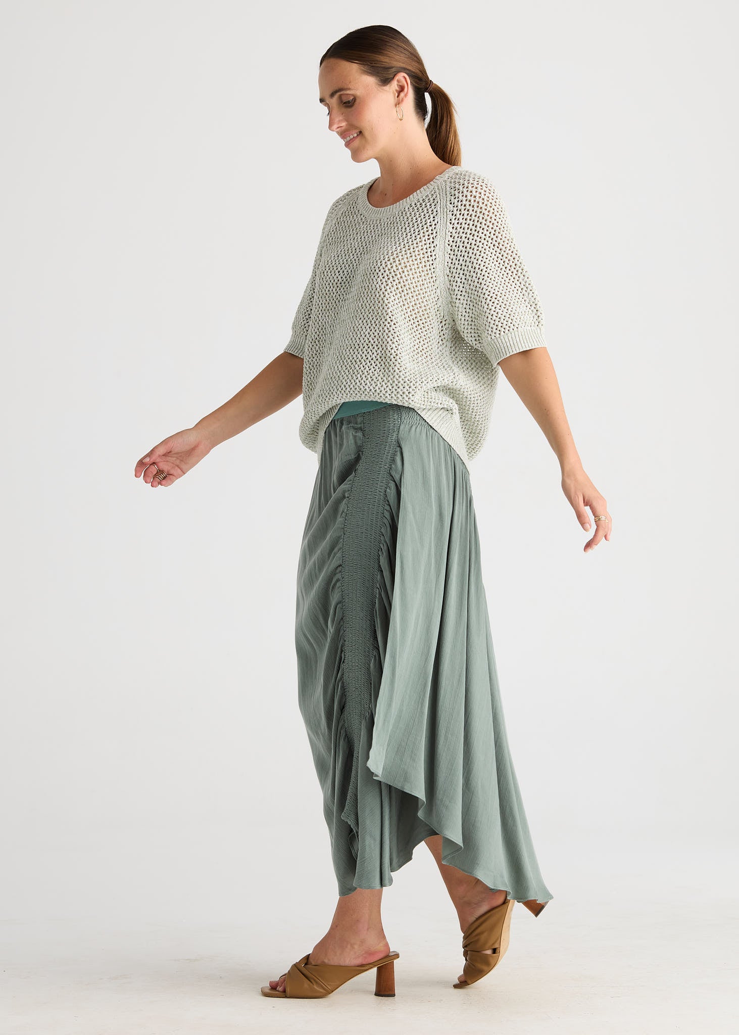 Colour Mix Top - Sage