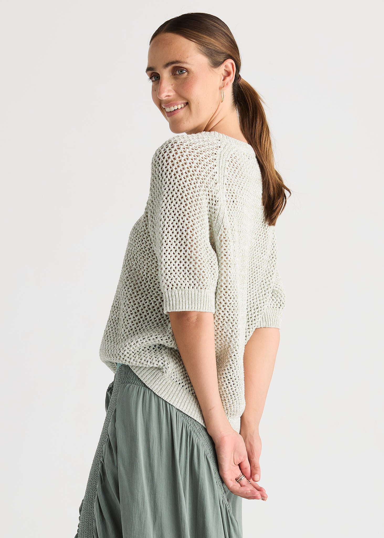 Colour Mix Top - Sage