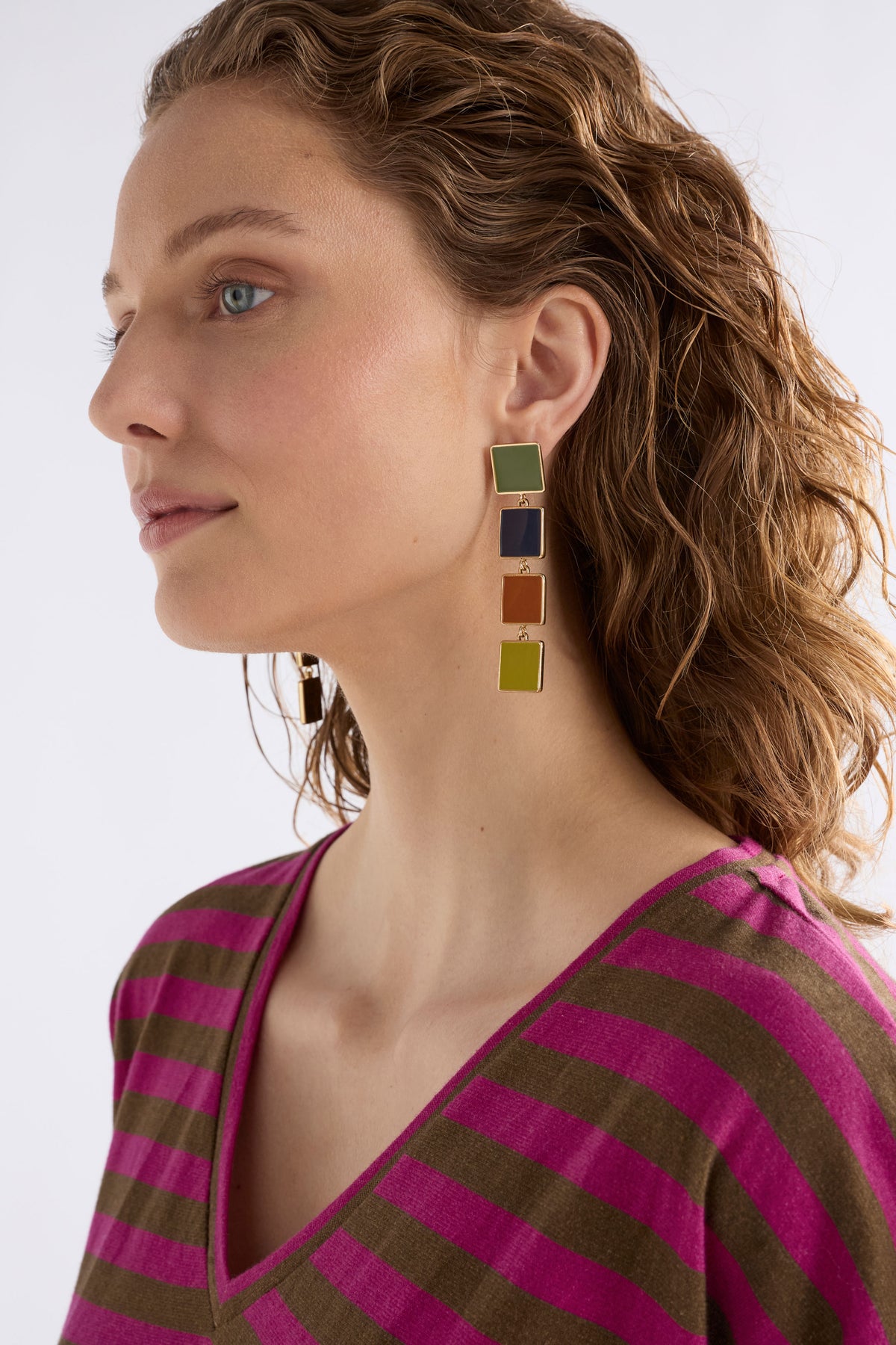 Elk Valli Long Drop Earrings - Artichoke