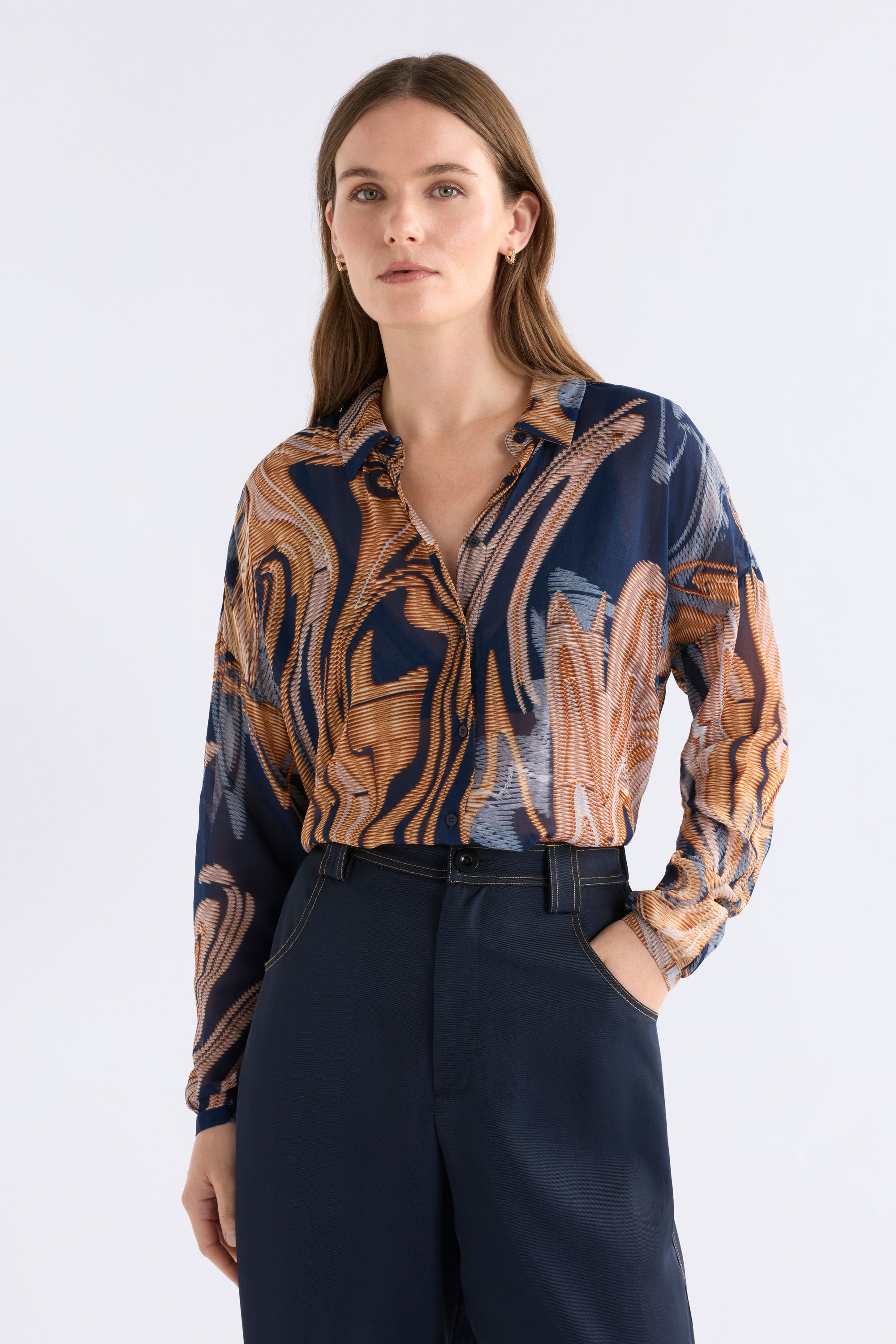 Eir Sheer Shirt - Brandr Print COMING SOON