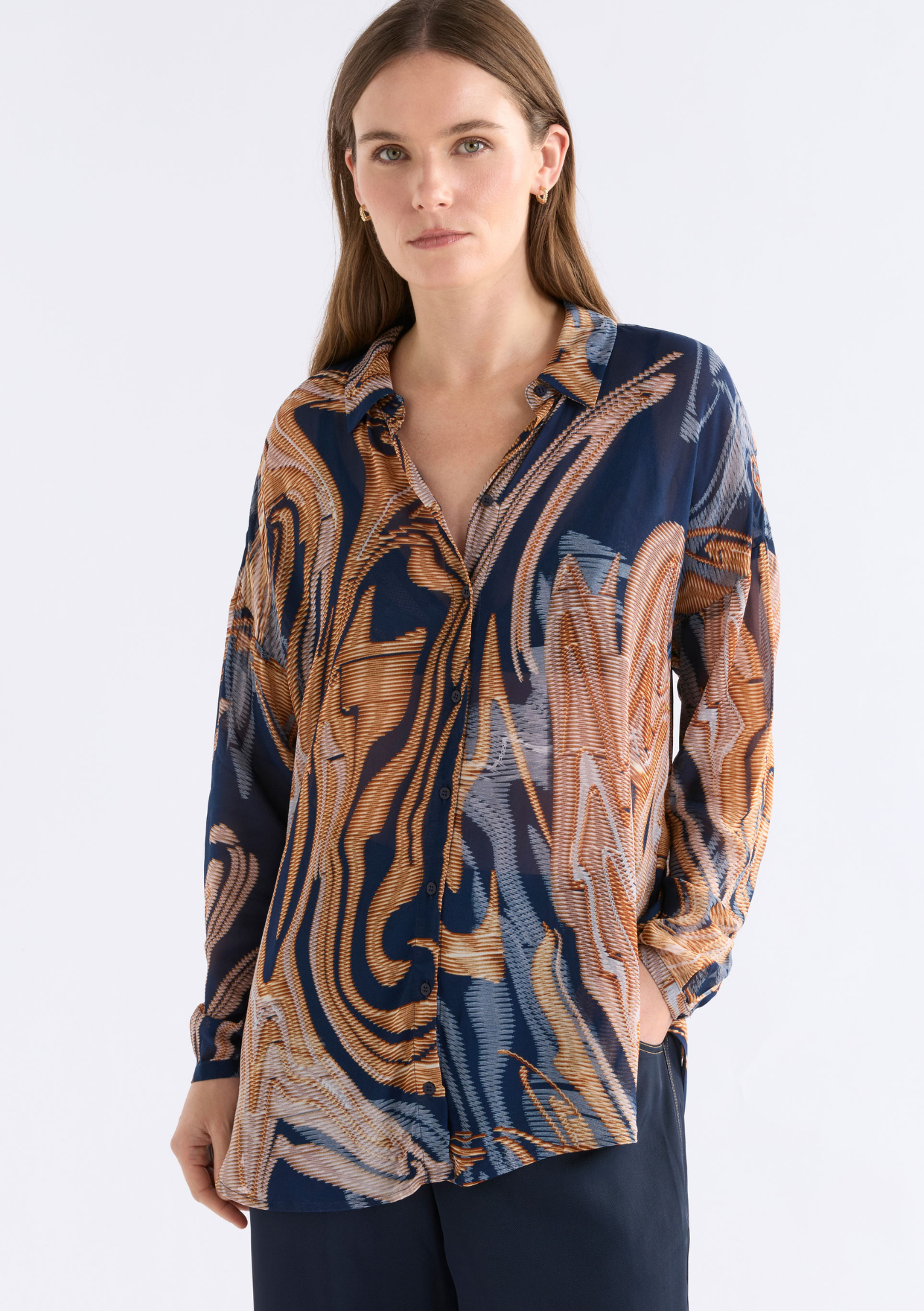 Eir Sheer Shirt - Brandr Print COMING SOON