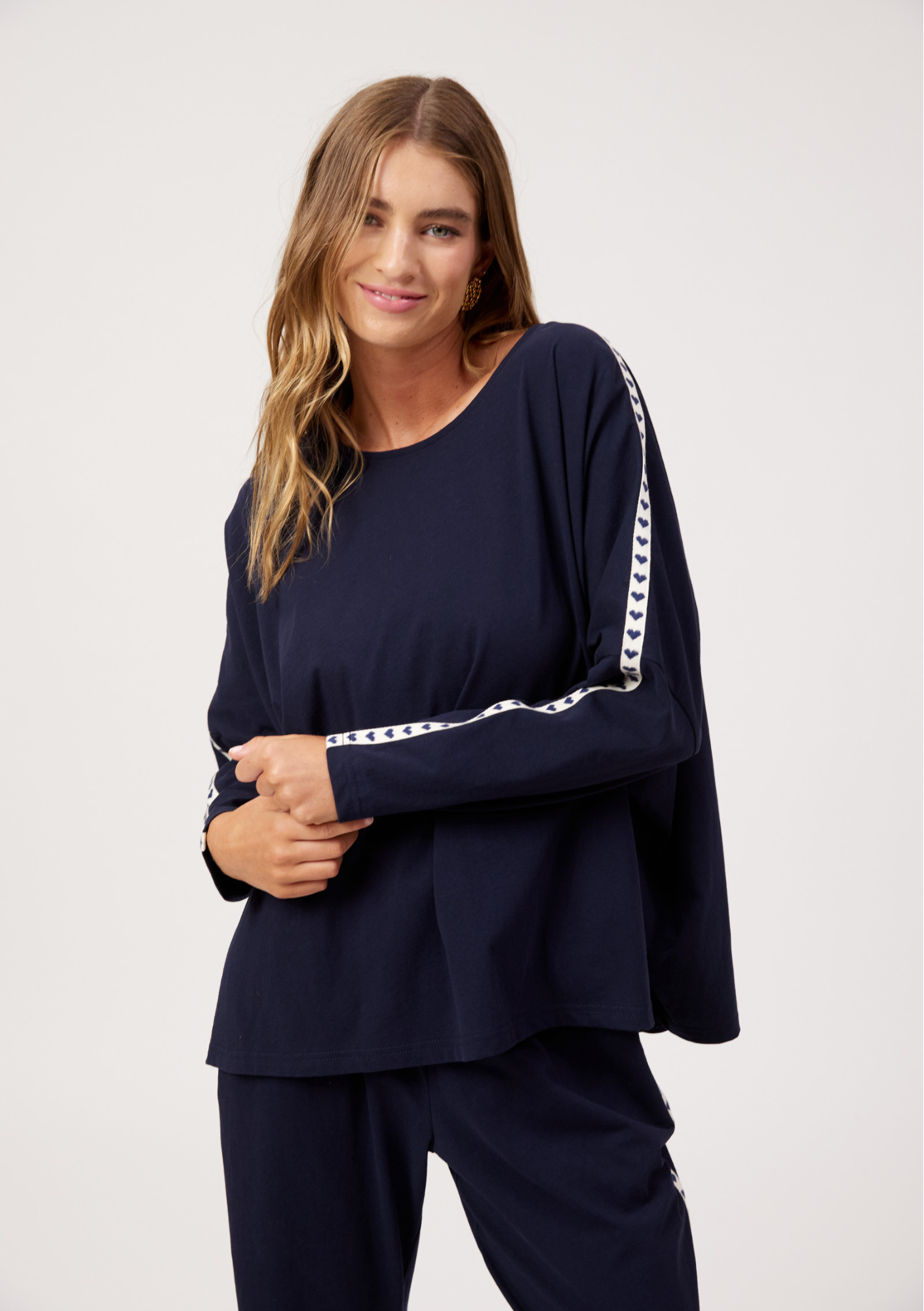 Elba Long Sleeve T Shirt - Navy