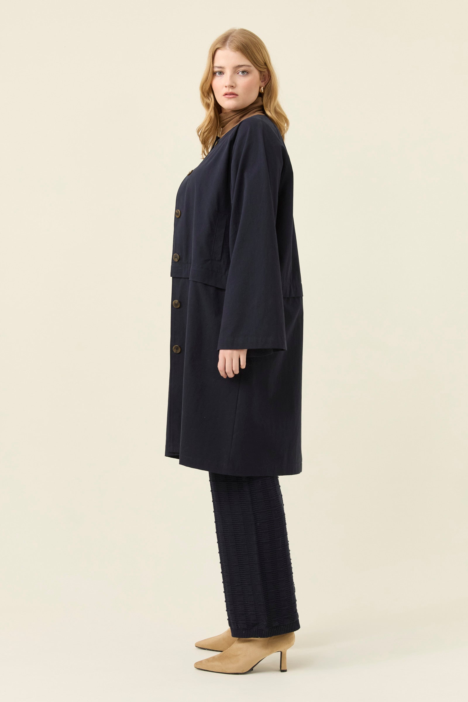 Farida Convertible Coat - Navy