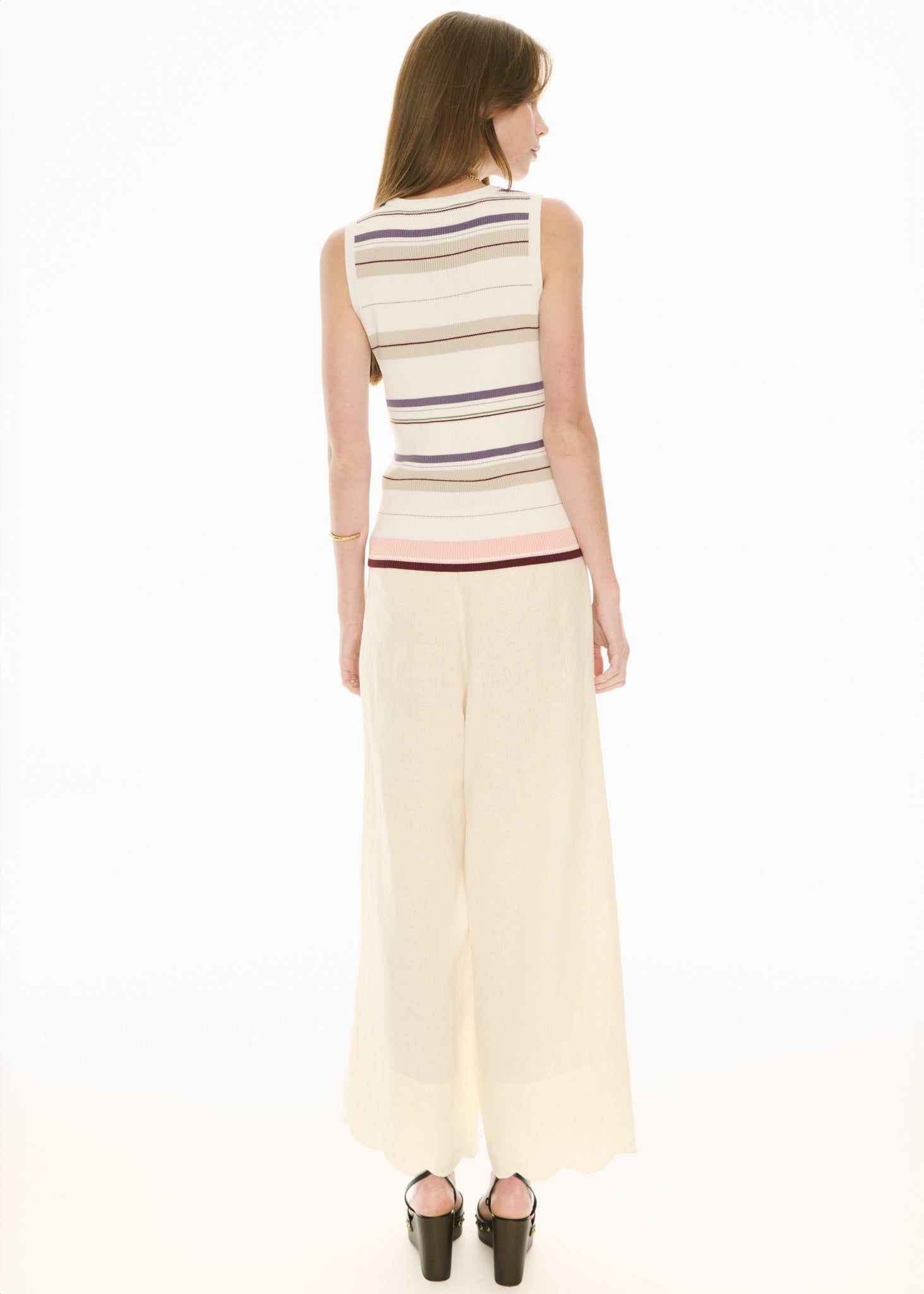 Fey Ribbed Tank - Ivory Multi