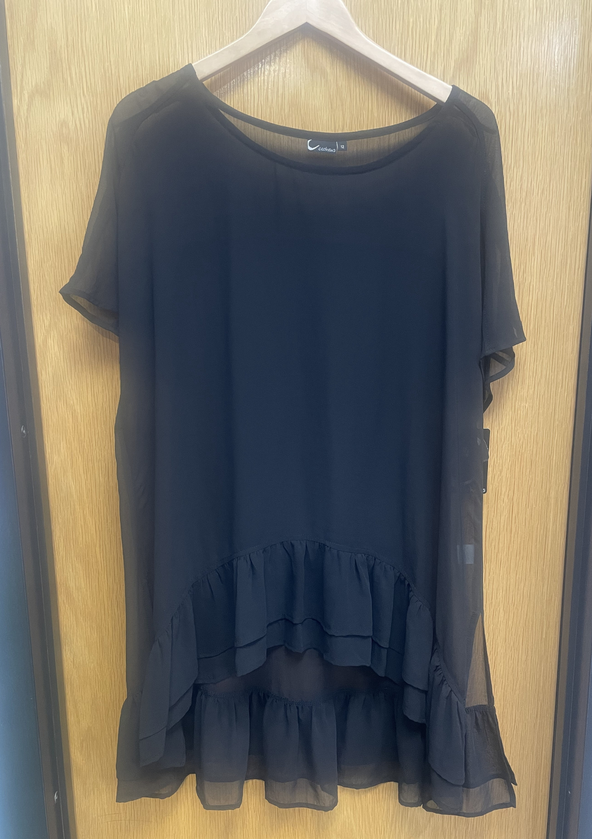 Cashews CLEARANCE Georgette Ruffle Top - Black