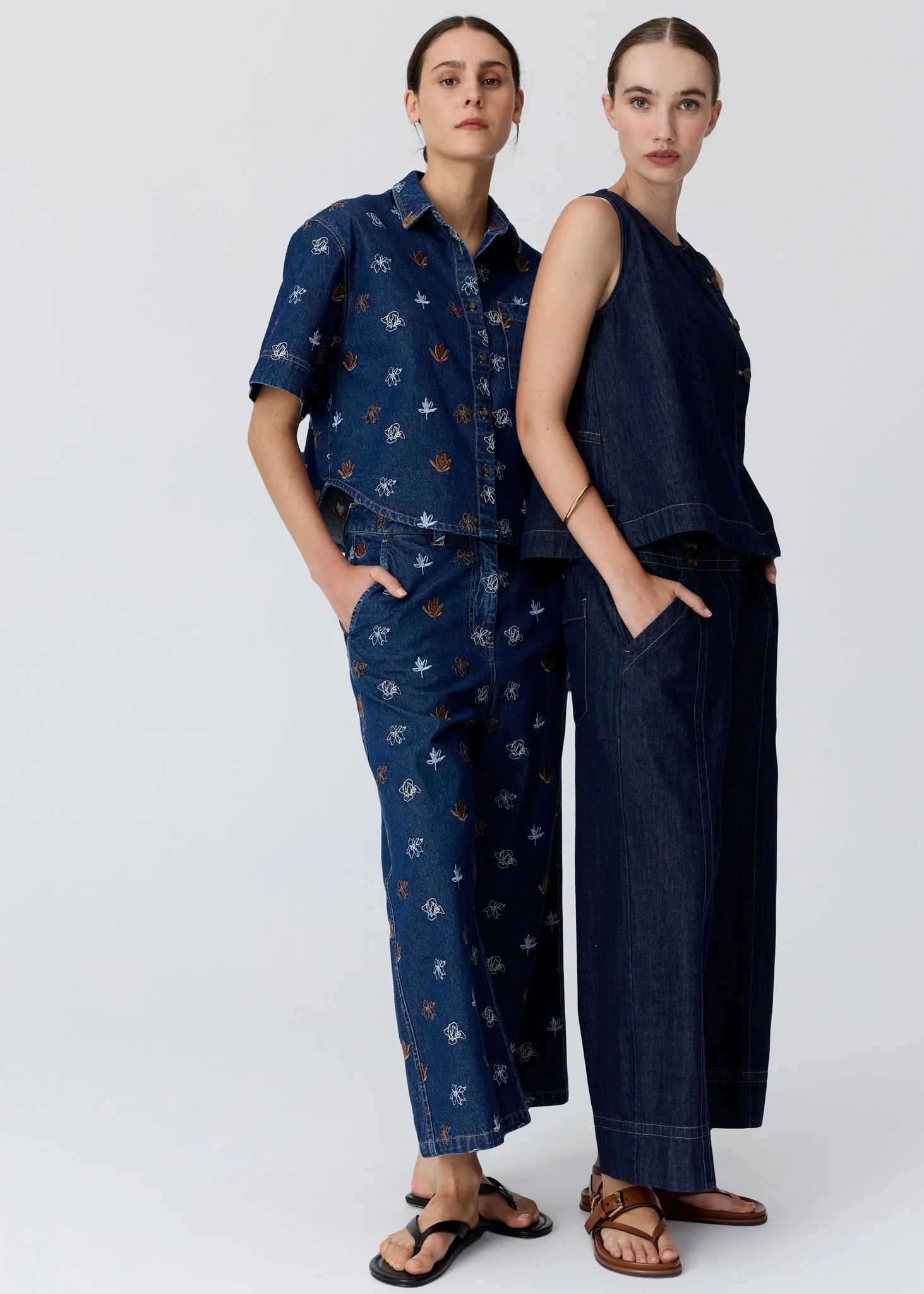 Gilt Embellished Shirt - Denim / Copper