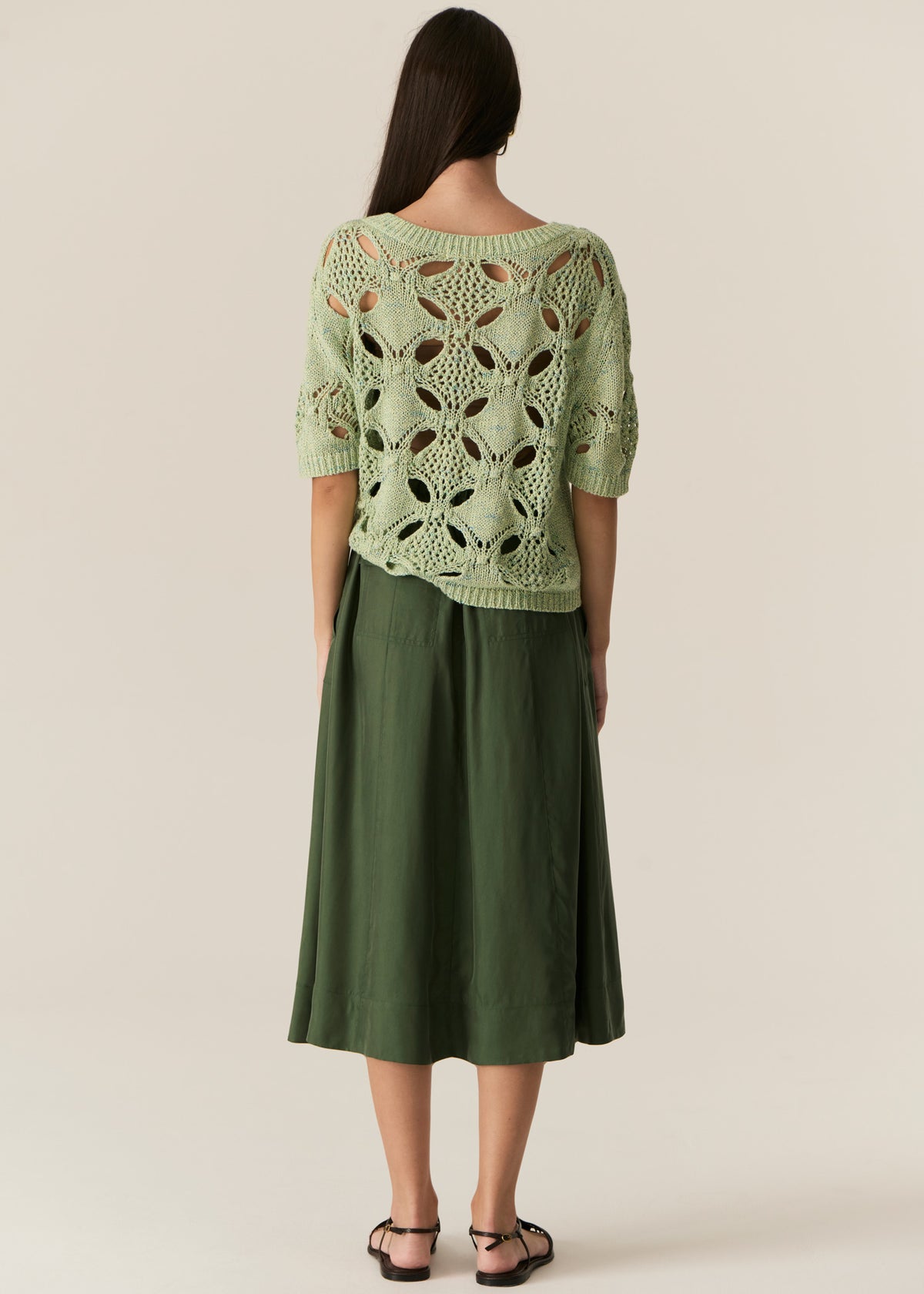 Pol CLEARANCE Henri Tie Skirt - Green