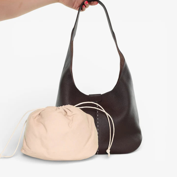 Minx Hip Stitch Shoulder Bag - Cafe Milled