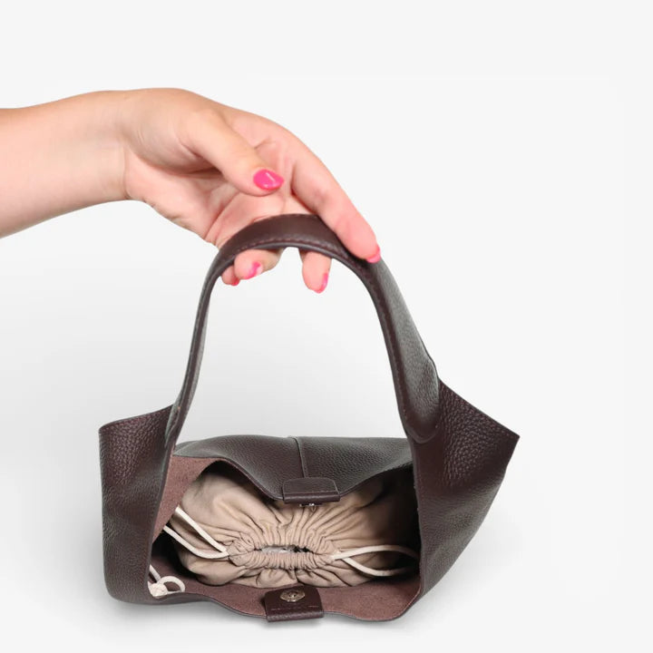 Minx Hip Stitch Shoulder Bag - Cafe Milled